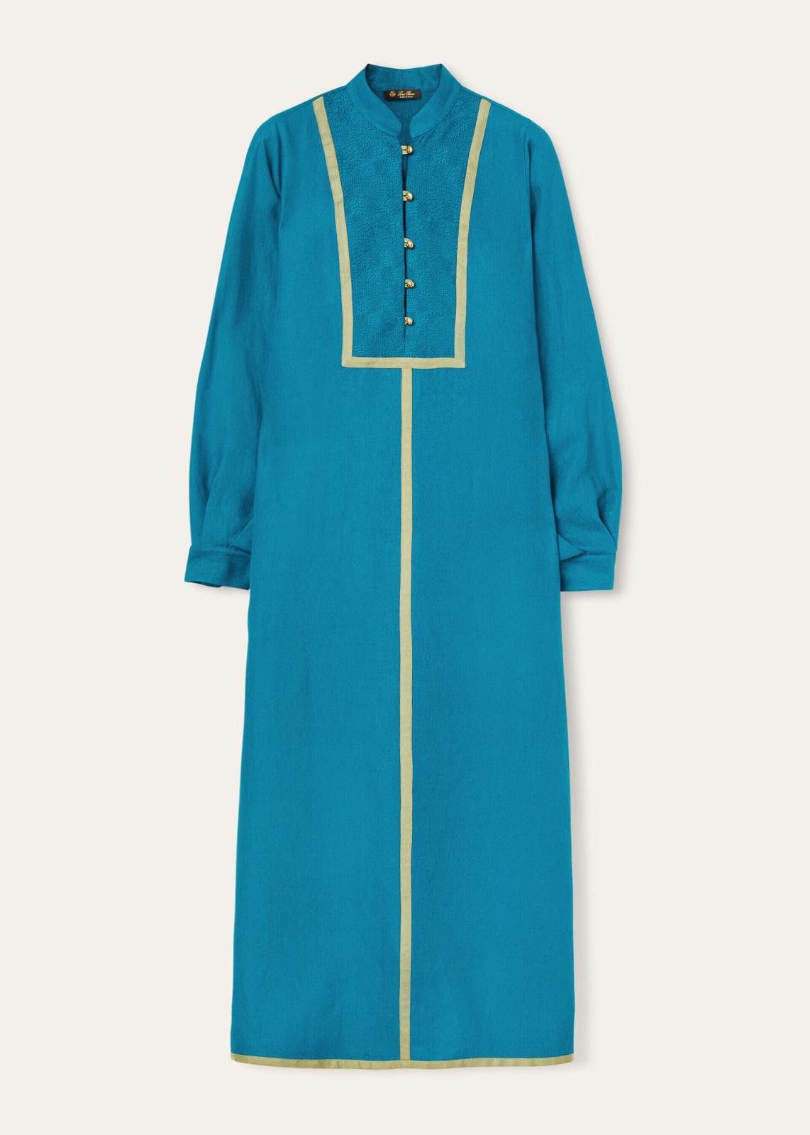 Loro Piana o1srvl11e0125 FAN8388 Janine Embroidered Dress in Blue Size M / US 6-8 / IT 42-44 - 1 Thumbnail