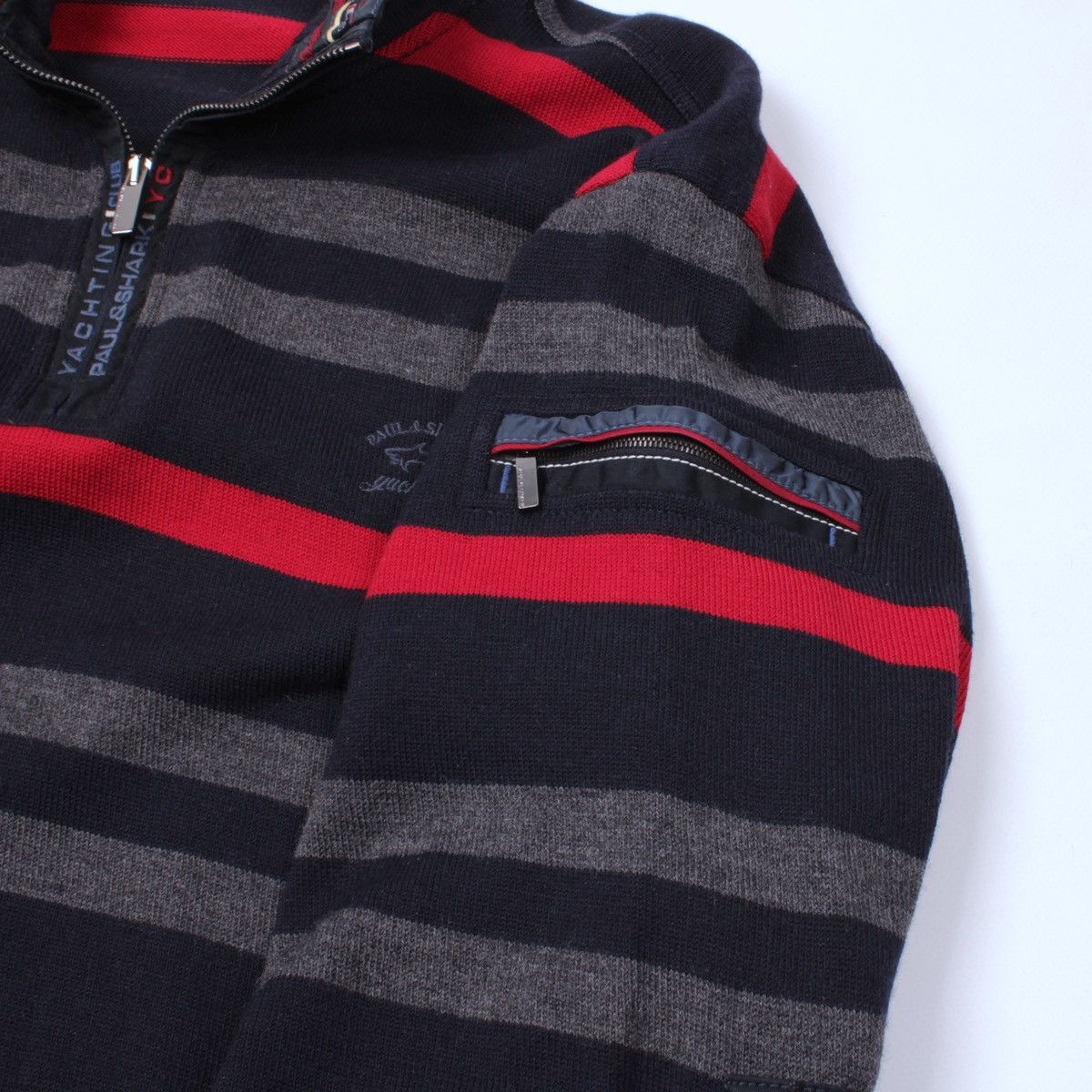 Designer × Paul & Shark PAUL SHARK Yachting Club Wool Half Zip 1/4 Striped Sweater Size US XL / EU 56 / 4 - 14 Thumbnail