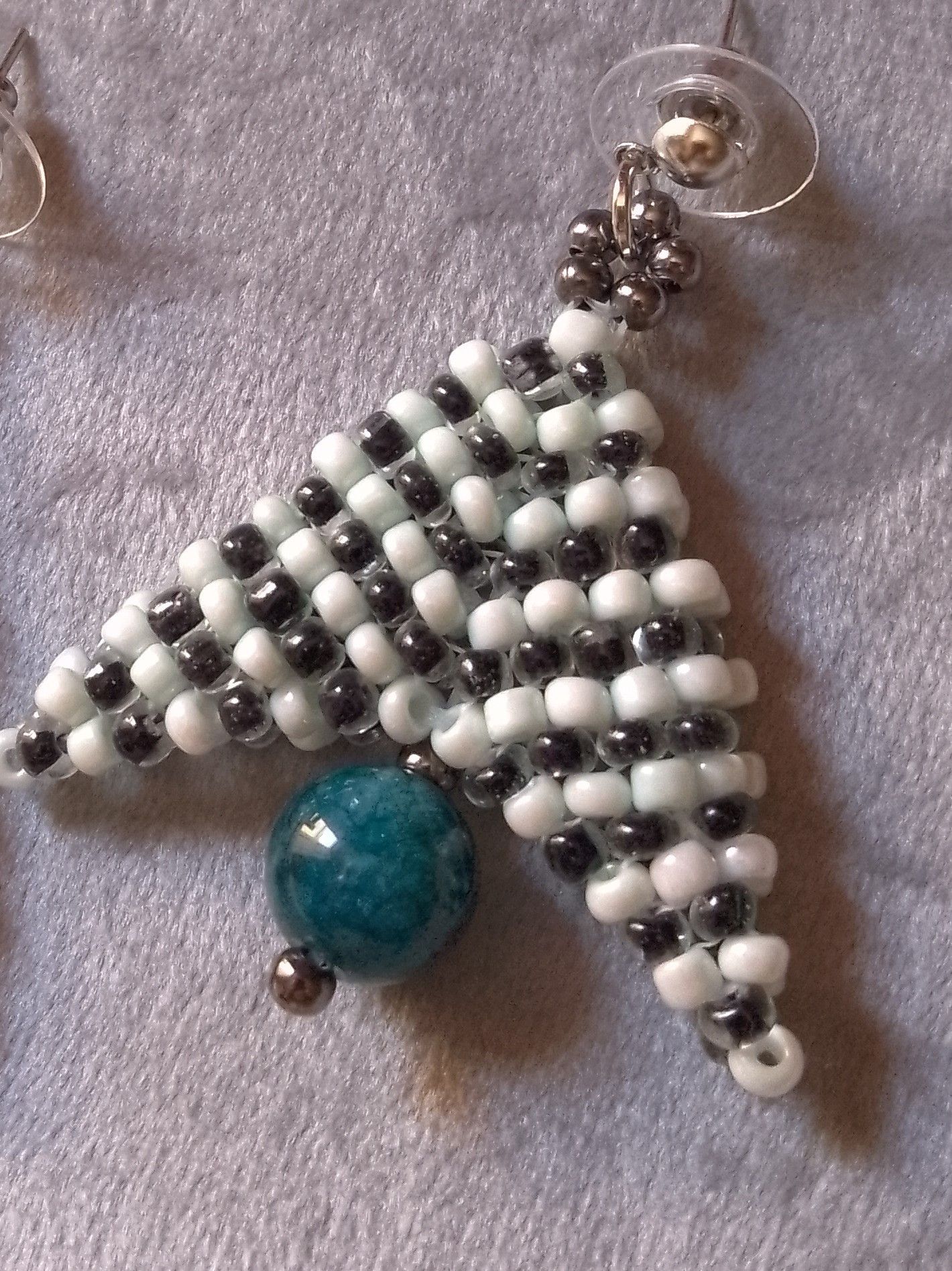 Handmade Ethnic Earrings with blue apatite natural gemstones Size ONE SIZE - 5 Thumbnail