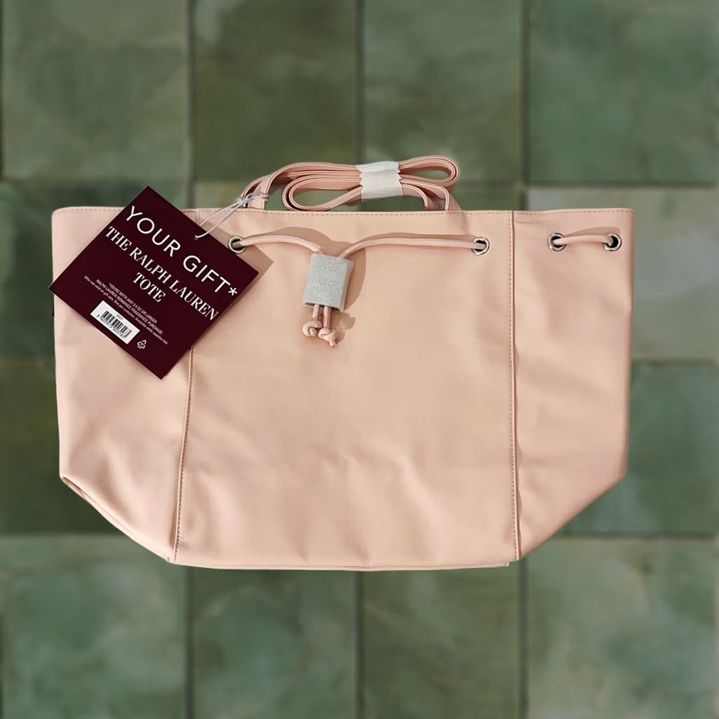 Ralph Lauren Ralph Lauren Tote Bag Womens Pink Drawstring Purse Luxury 17x12x6 Brand New with Tags Gift Wide Shoulder" Size ONE SIZE - 1 Thumbnail