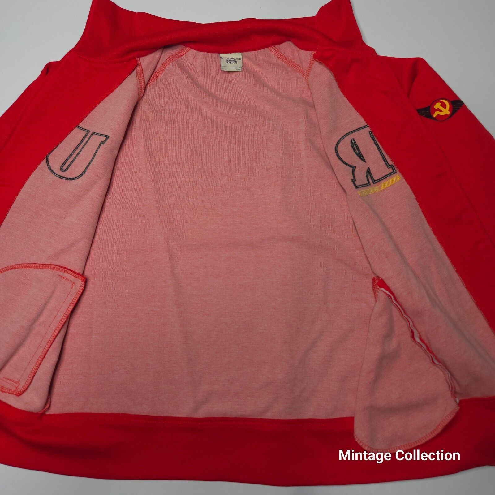 Blue Marlin VINTAGE USSR RUSSIA SOVIET UNION OLYMPICS RED TRACK JACKET L Size US L / EU 52-54 / 3 - 8 Thumbnail
