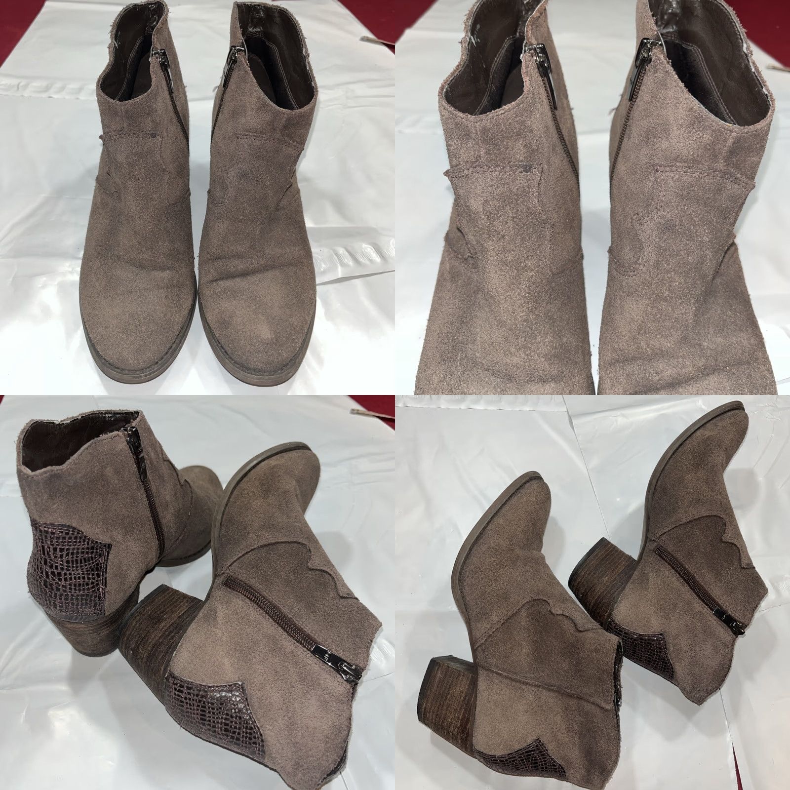 Marc Fisher Marc Fisher BROWN SUEDE WESTERN Leather Ankle BOOTS 2” Heels Women’s Size 7.5 M Brown Suede Ankle Boots Western Zip Pointed Toe Size US 8 / IT 38 - 9 Thumbnail