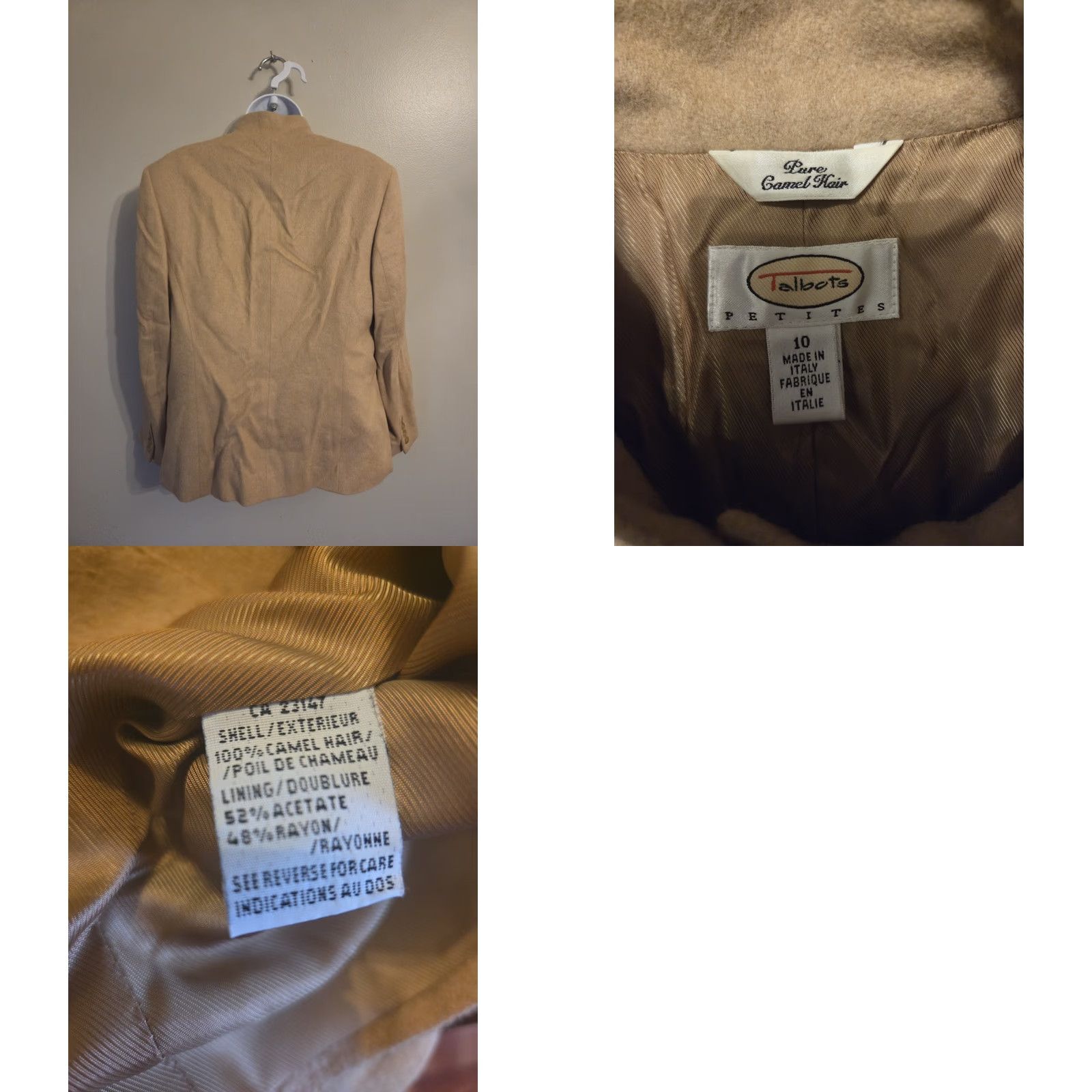 Talbots Talbots Women's Sz 10 Petite Camel Hair Button Down Jacket Pockets Jacket Size L / US 10 / IT 46 - 8 Thumbnail