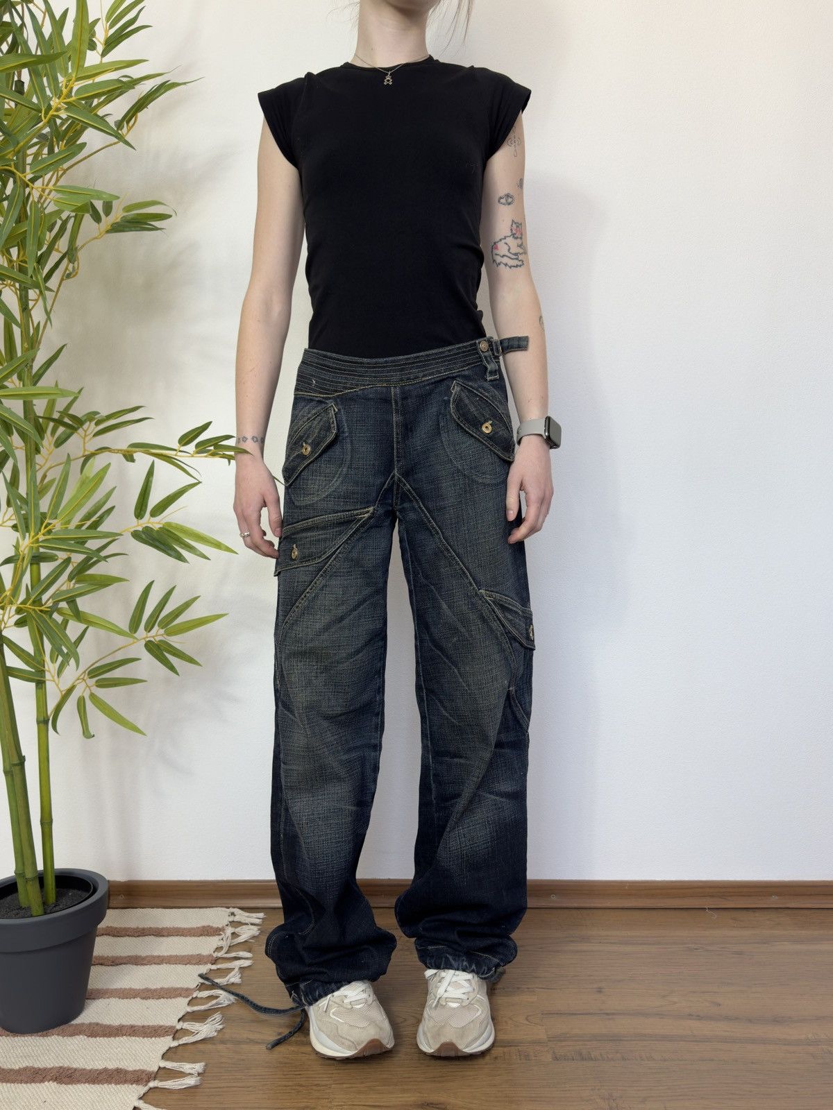 Versace VINTAGE VERSACE JEANS COUTURE WASHED DENIM TIE PANTS Size 29" - 10 Thumbnail