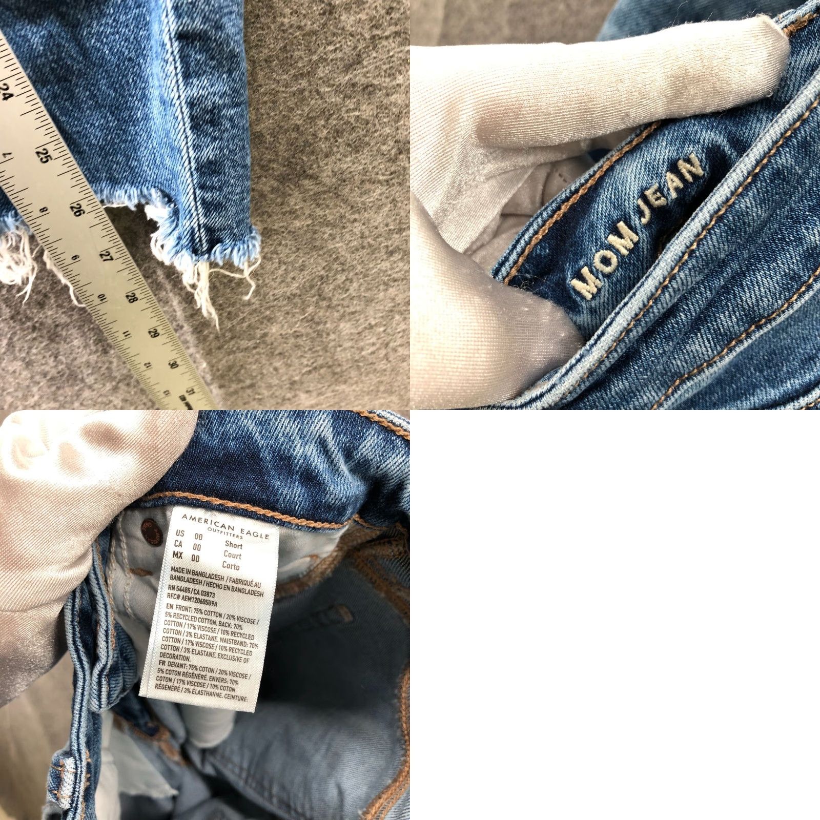 American Eagle Outfitters American Eagle Mom Jeans Womens 00P Short Raw Hem Medium Wash Denim Relaxed Fit Size 24" / US 00 / IT 34 - 8 Thumbnail