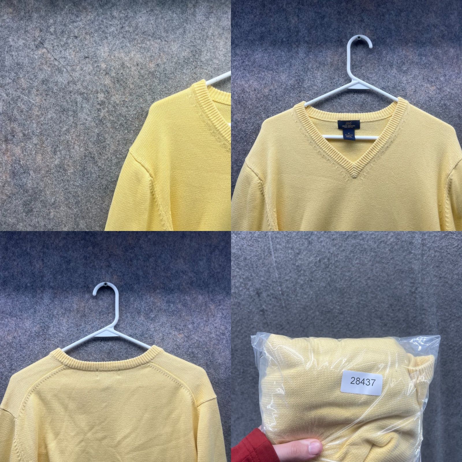Brooks Brothers VINTAGE Brooks Brothers Sweater Mens M Yellow V-Neck Pima Cotton Fleece Cable-Knit Logo Pullover All Seasons - Chiefly for Business, Casual, Travel Size US M / EU 48-50 / 2 - 8 Thumbnail