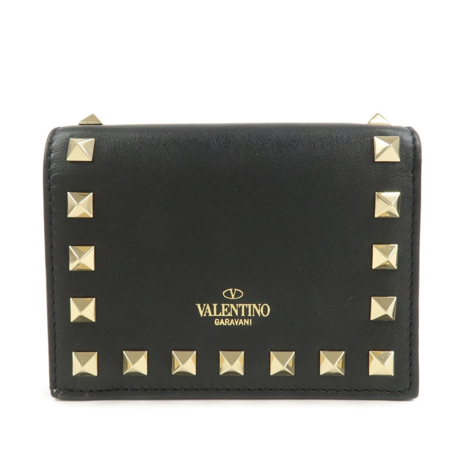 Valentino Valentino Garavani Rockstud Calfskin Wallet Black Size ONE SIZE - 1 Thumbnail