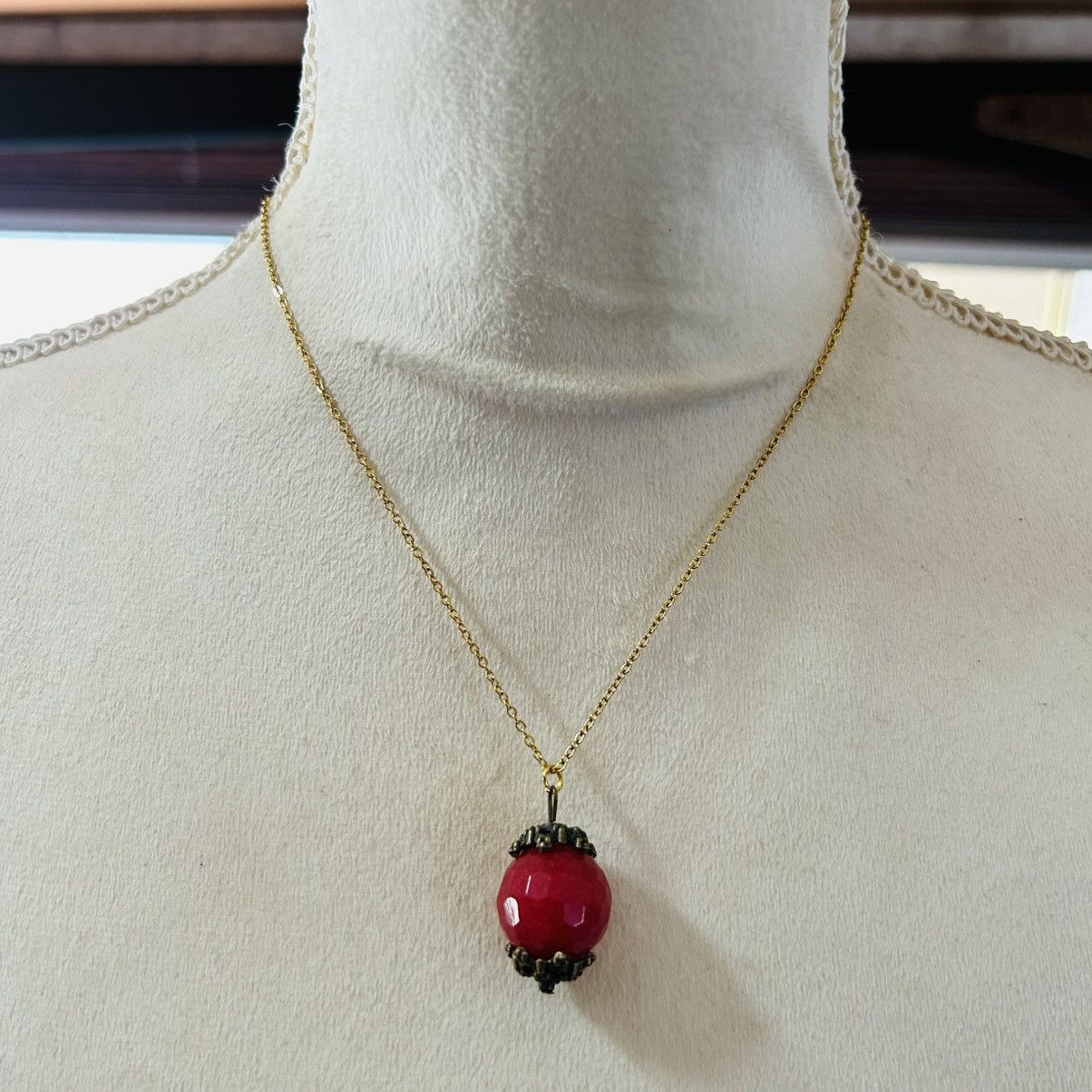 Vintage Vintage faceted bell capped carnelian agate pendant necklace Size ONE SIZE - 1 Thumbnail