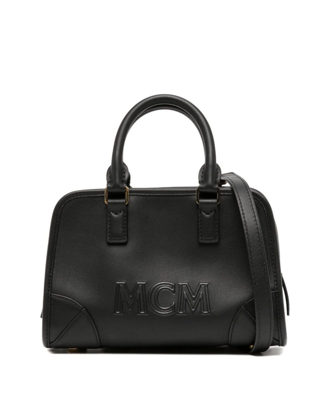 MCM NWT MCM Aren Mini Crossbody Black Leather Logo Embossed Bag Size ONE SIZE - 1 Thumbnail