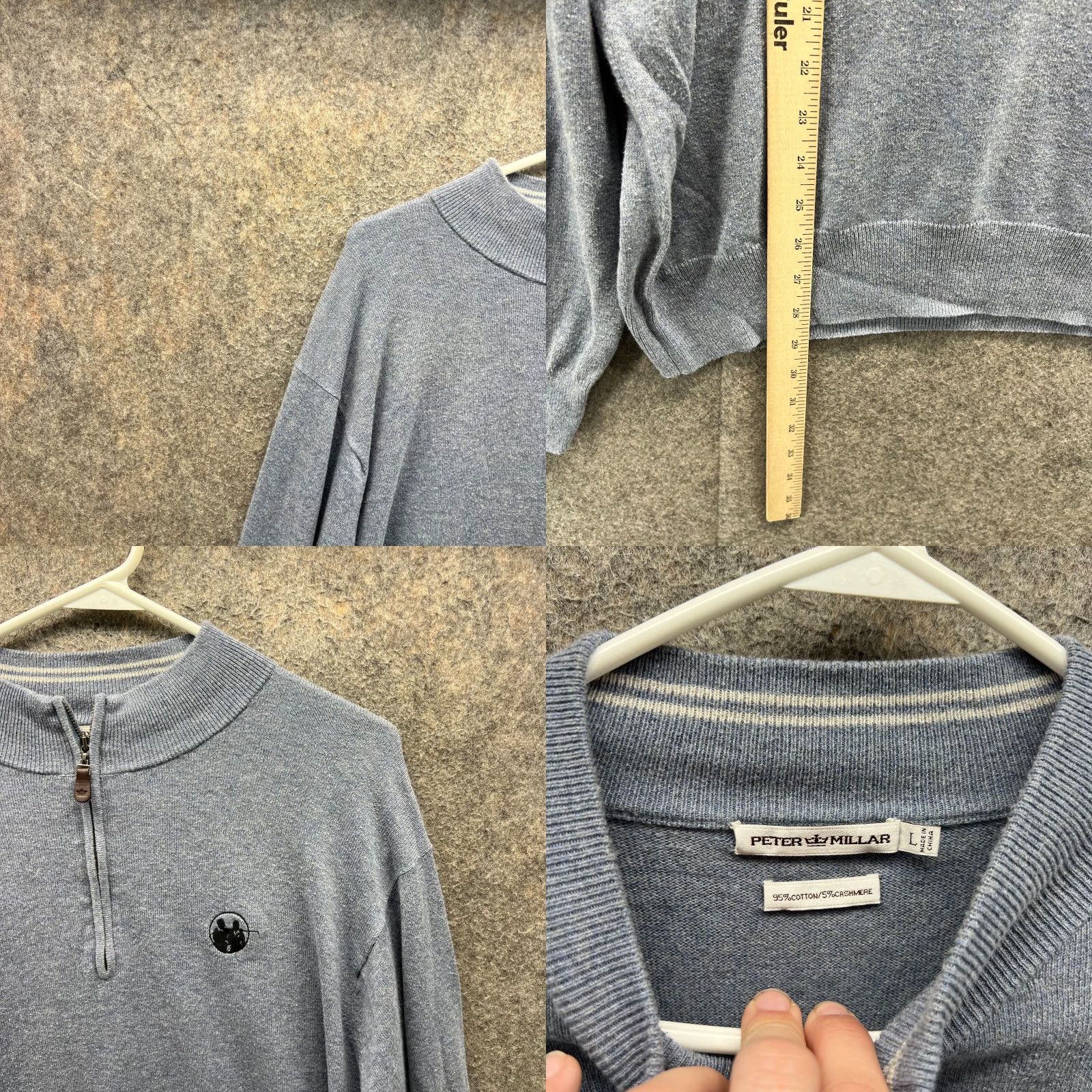 Peter Millar Peter Millar Pullover Mens Large Blue 1/4 Zip Cashmere Sweatshirt Augusta Golf Shirt Size US L / EU 52-54 / 3 - 8 Thumbnail