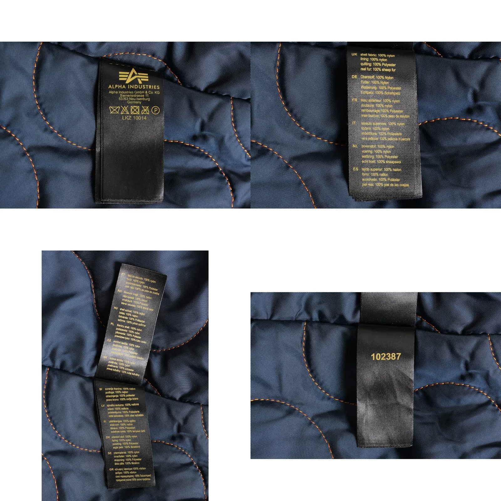 Alpha Industries ALPHA Industries Jacket Men L Blue Mid Length Injector Shearling Collar Nylon Canvas Zip Casual Modern 90s Size US L / EU 52-54 / 3 - 8 Thumbnail