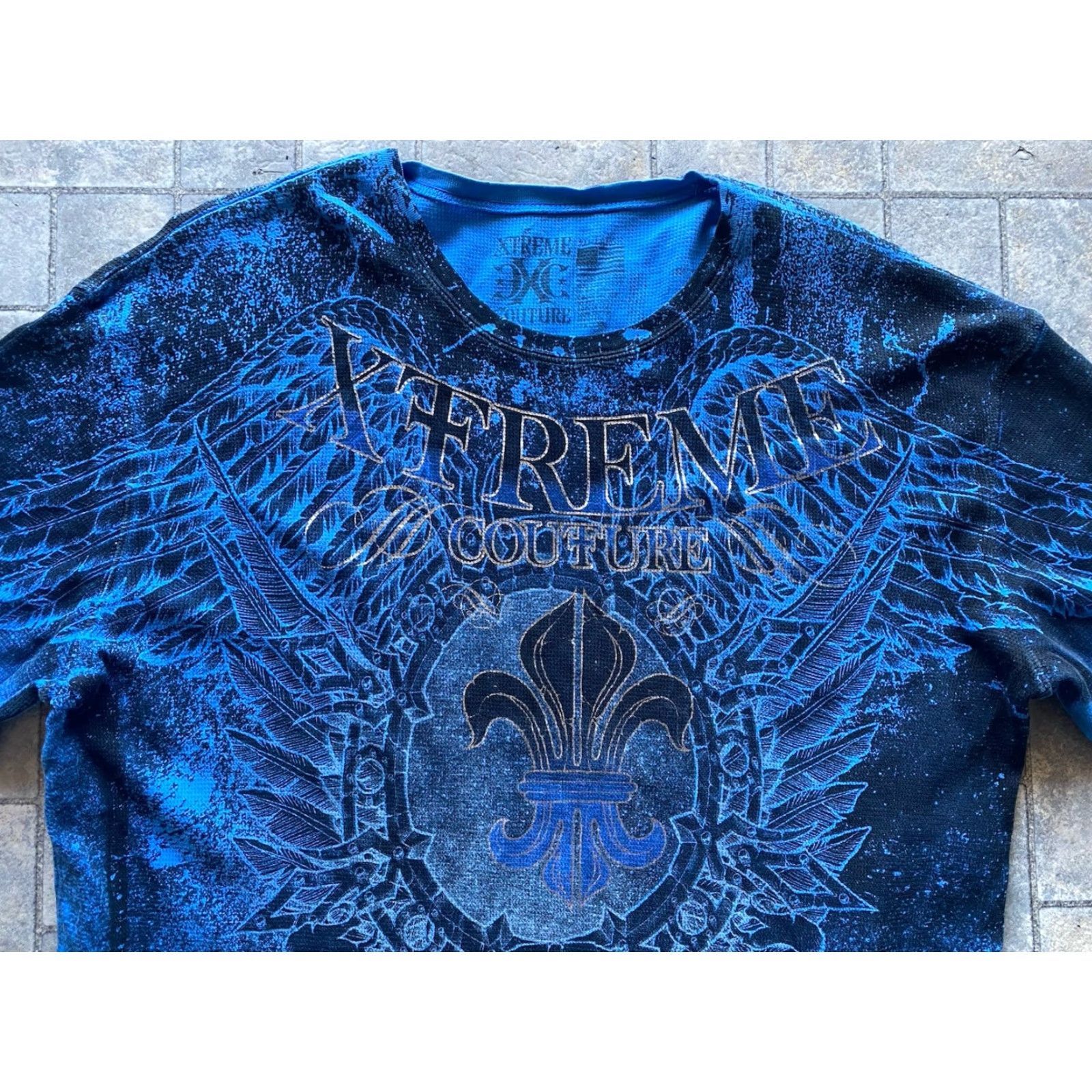 Vintage Xtreme Couture Long Sleeve Thermal Shirt 3XL Blue Men T-Shirt Vintage Y2K Size US XXL / EU 58 / 5 - 4 Thumbnail