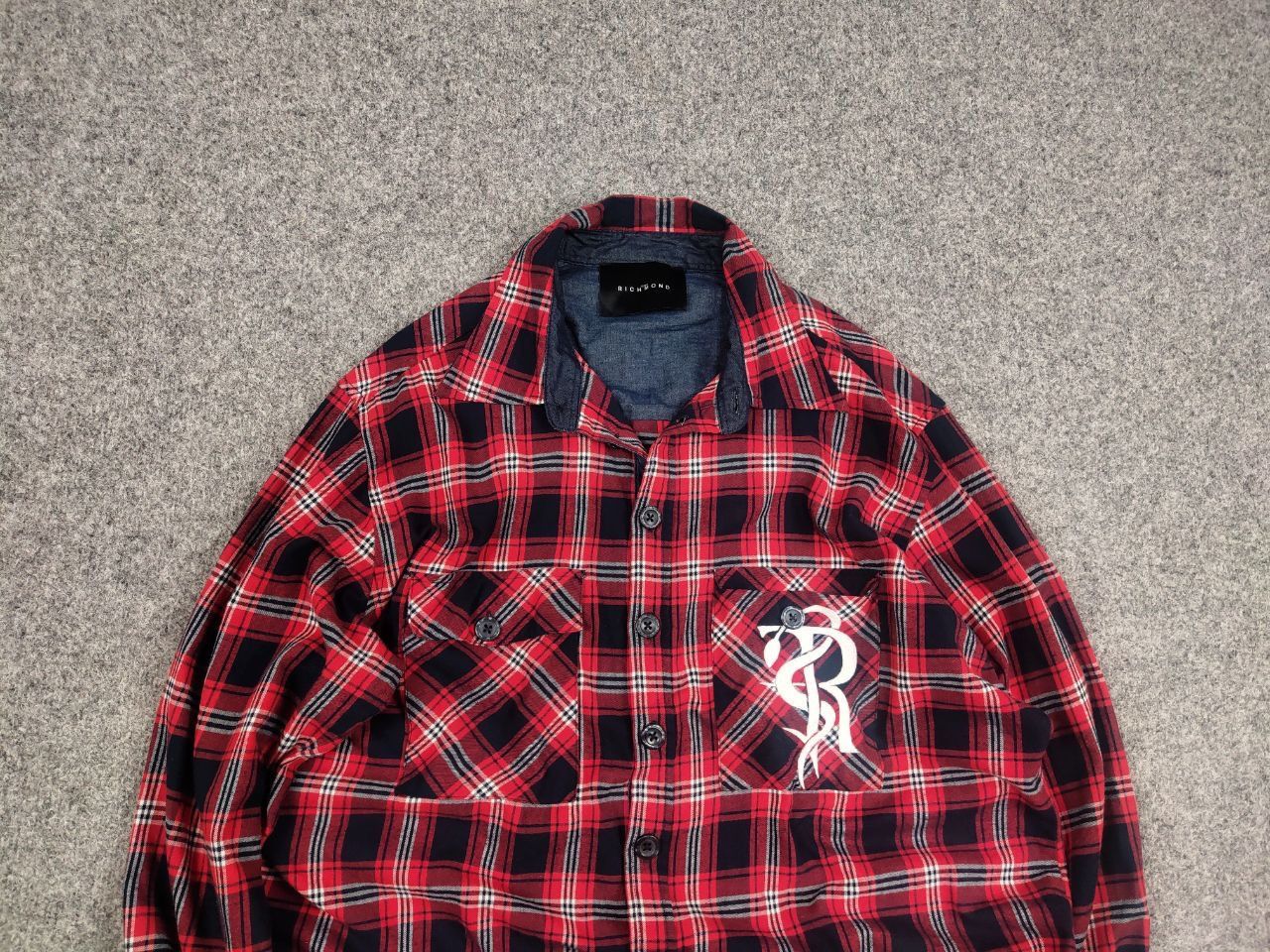 John Richmond John Richmond Design Oversized Red Black Check Flannel Shirt Size US XL / EU 56 / 4 - 4 Thumbnail
