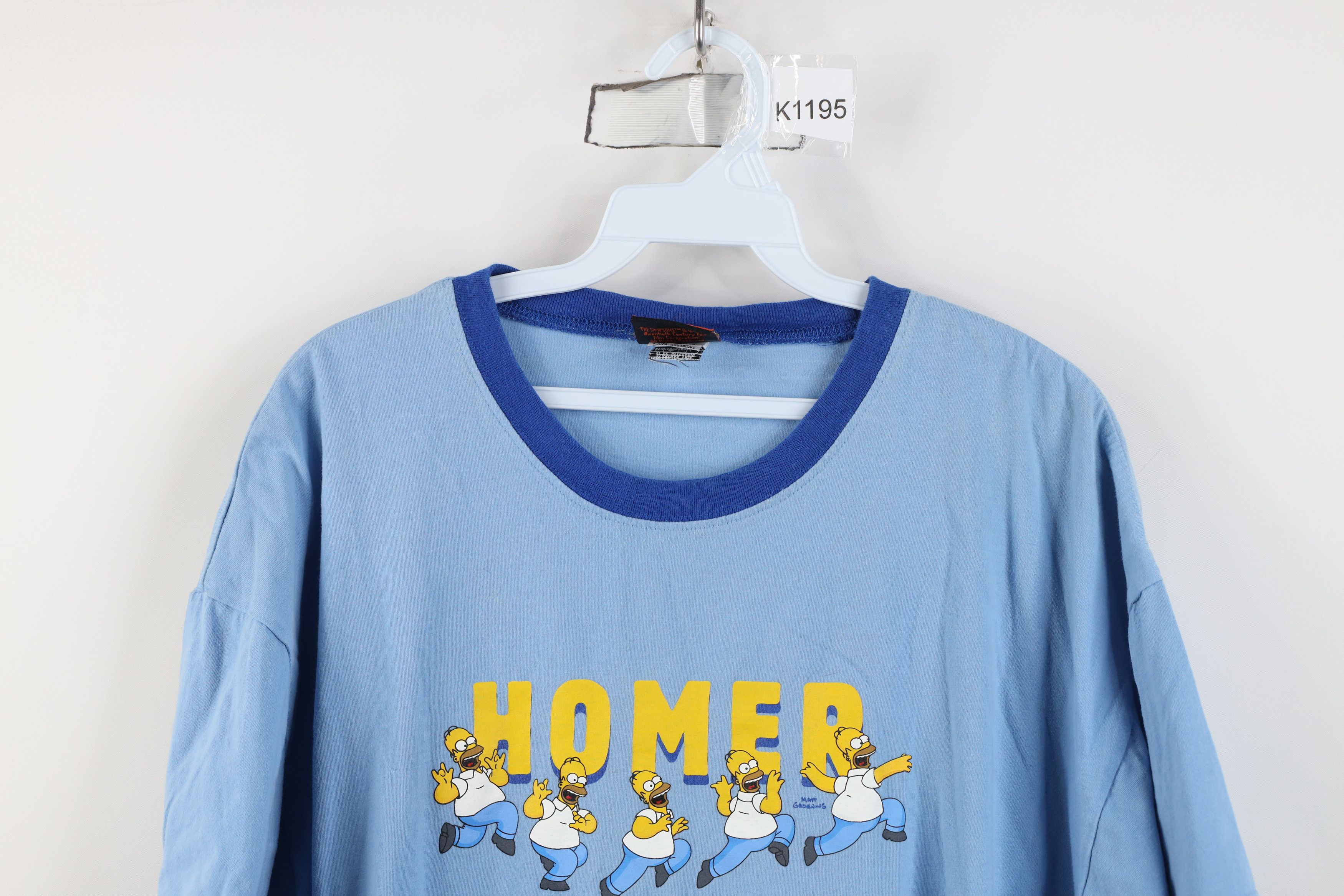 Vintage Vintage Y2K The Simpsons Spell Out Homer Ringer T-Shirt Blue Size US XL / EU 56 / 4 - 2 Thumbnail