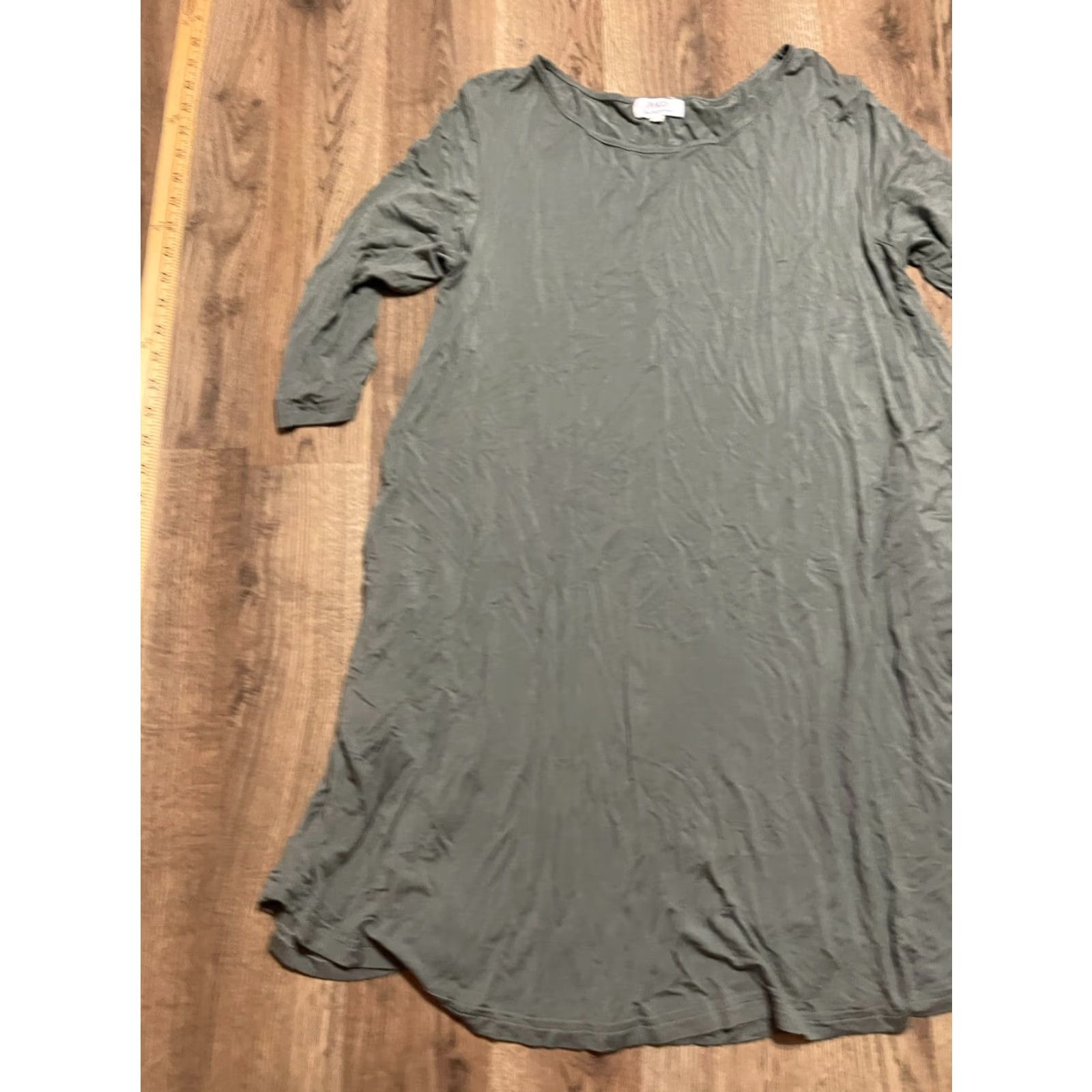 Vintage PIKO Dress Shirt Dress, Women's Size M, Green 3/4 Sleeve Knee Length, Pullover, Solid, Casual, Regular, Women, Spring/Summer/Fall Size M / US 6-8 / IT 42-44 - 3 Thumbnail