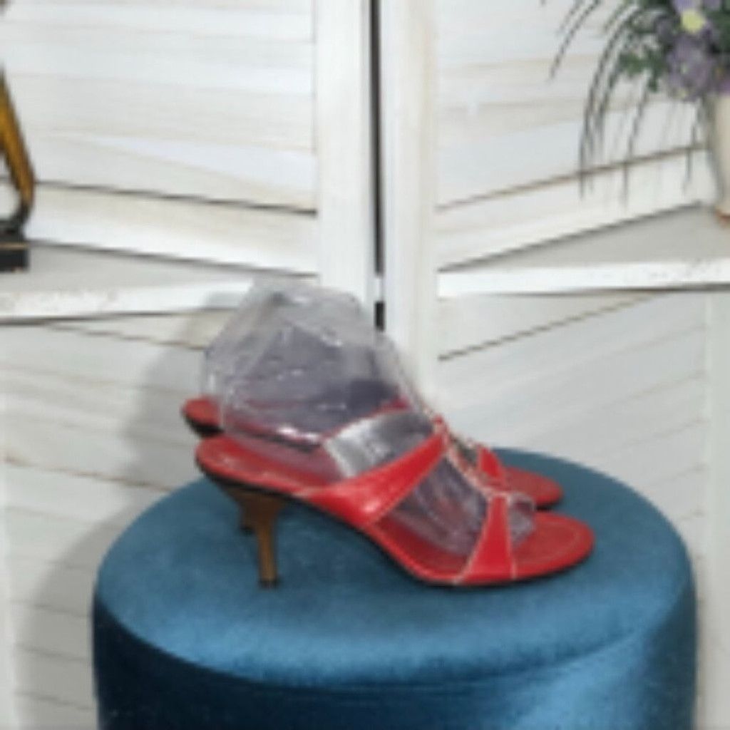 Cole Haan Cole Haan Kitten Heel Sandal Genuine Leather Open Toe Red 10 Size US 10 / IT 40 - 4 Thumbnail