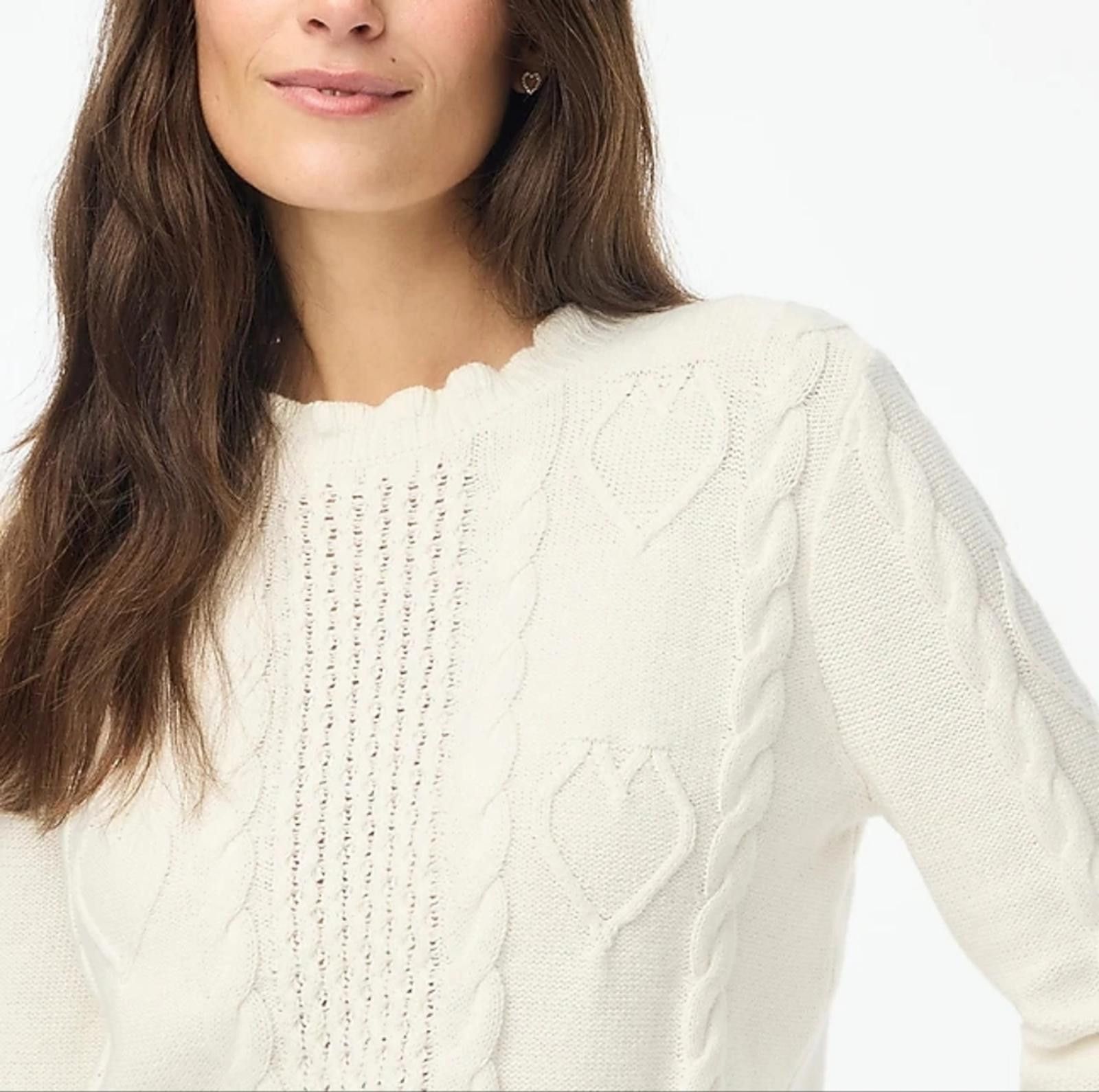 J.Crew J Crew Cable-knit hearts crewneck sweater Size L / US 10 / IT 46 - 2 Thumbnail