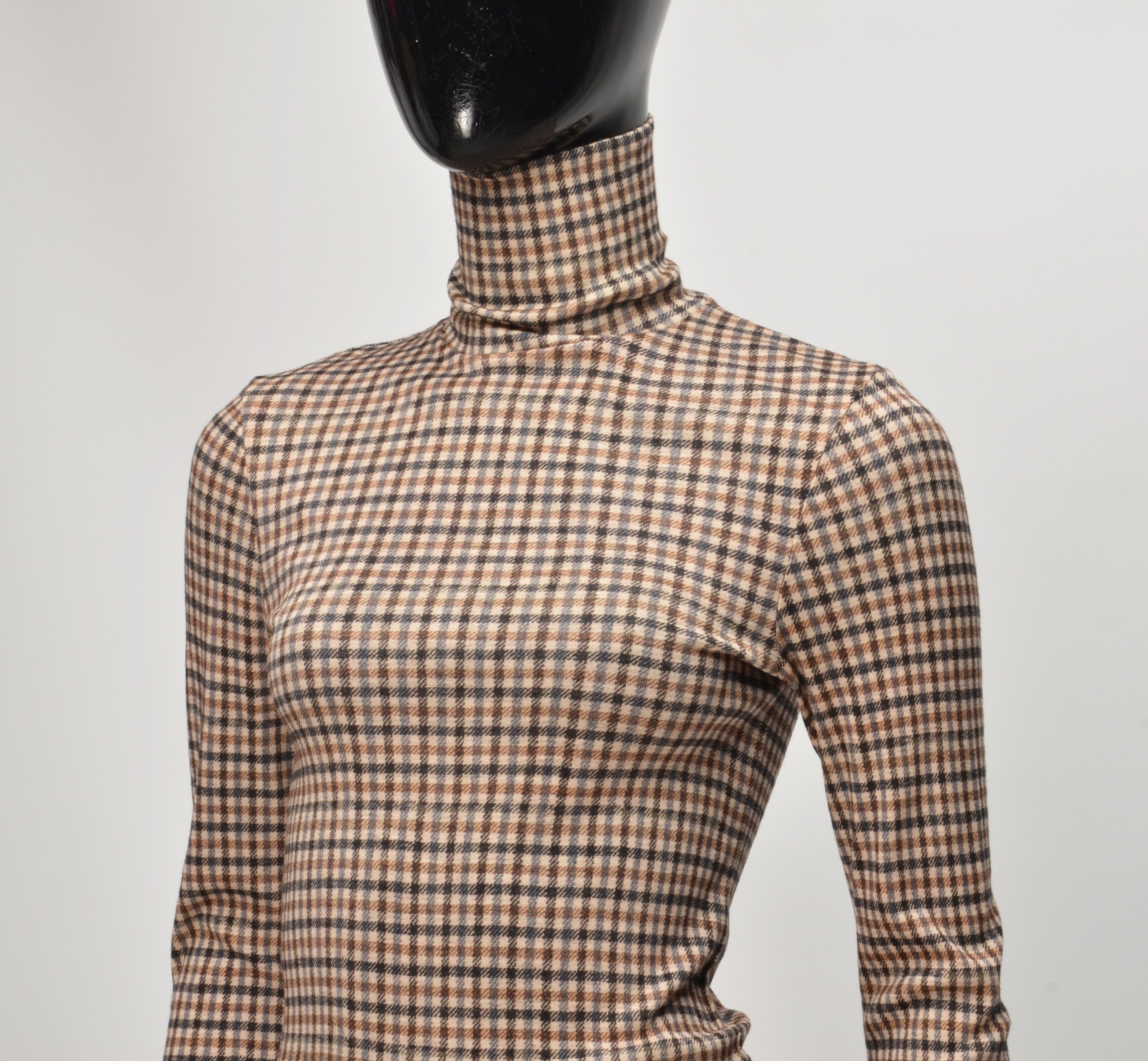 Cos Cos Houndstooth Slim Fit Turtleneck Wool Long Sleeve Top Size S / US 4 / IT 40 - 3 Thumbnail
