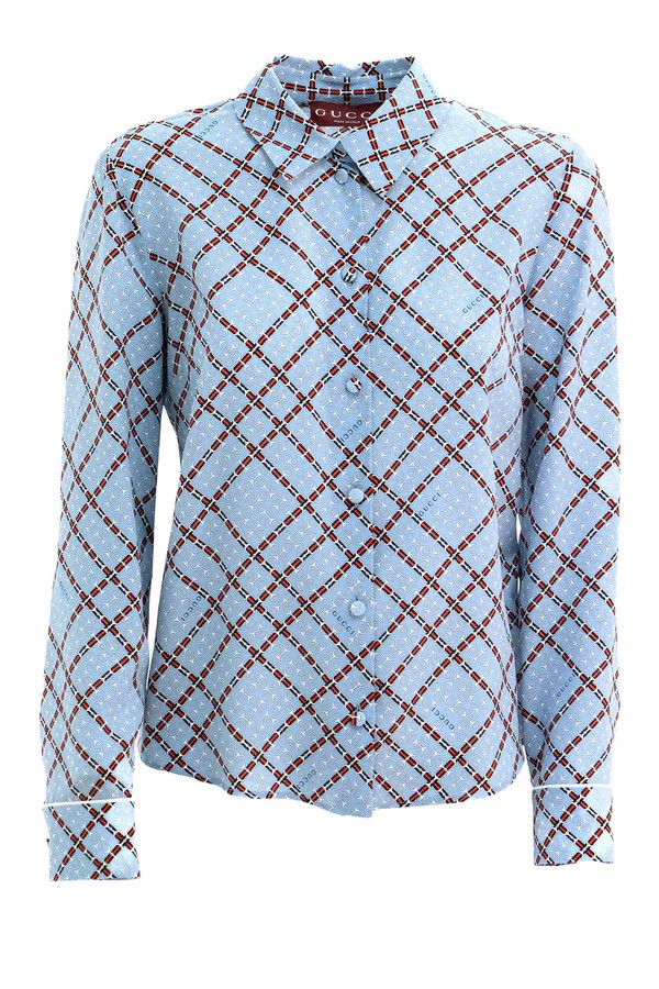 Gucci o1la5ras0526 Printed Silk Crepe De Chine Shirt in Multicolor Size M / US 6-8 / IT 42-44 - 1 Thumbnail