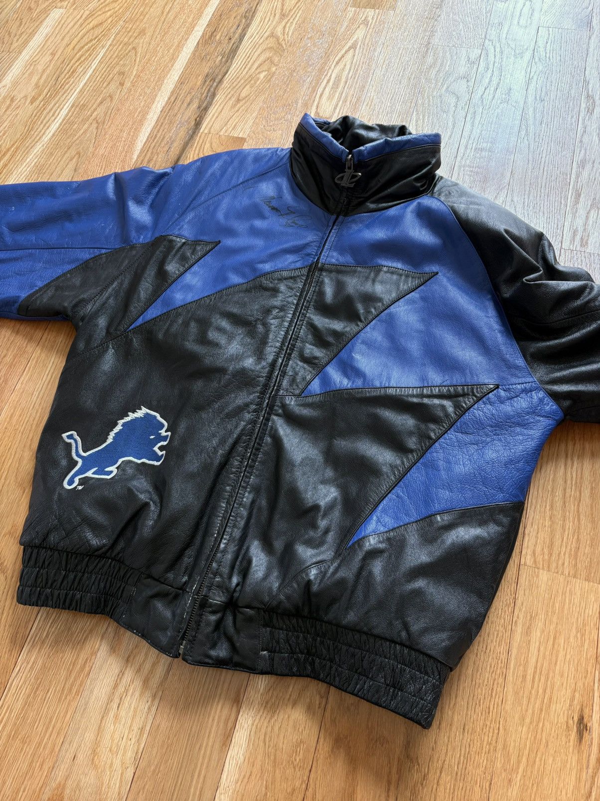 Logo Athletic Detroit Lions Logo 7 Sharktooth VTG 90s Leather Jacket L Size US L / EU 52-54 / 3 - 7 Thumbnail