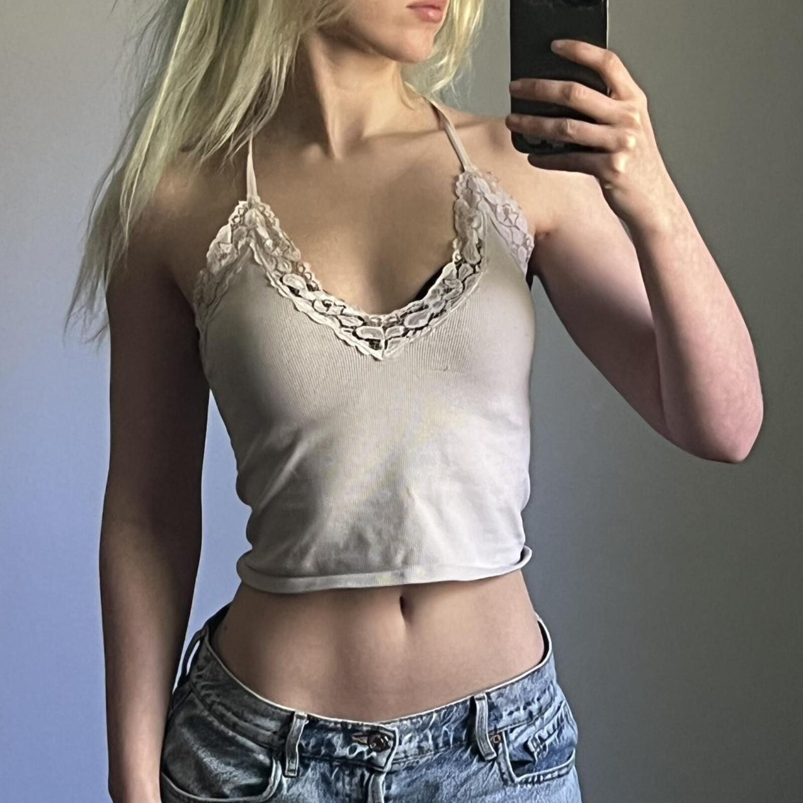 Other White lace trim cami top with adjustable straps Size S / US 4 / IT 40 - 1 Thumbnail