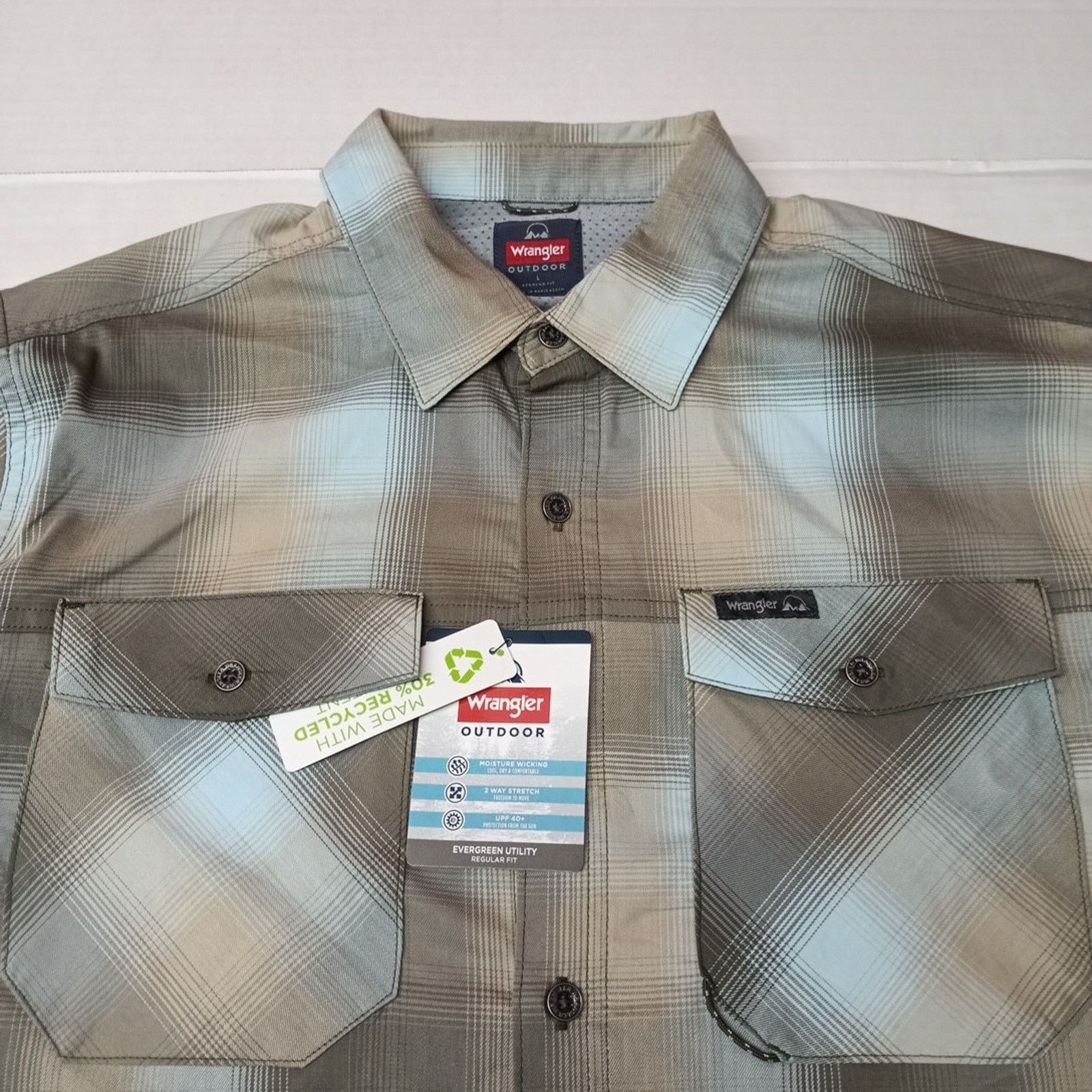 Wrangler Wrangler Shirt Mens L Gray Plaid Convertible Sleeves Utility Size US L / EU 52-54 / 3 - 3 Thumbnail