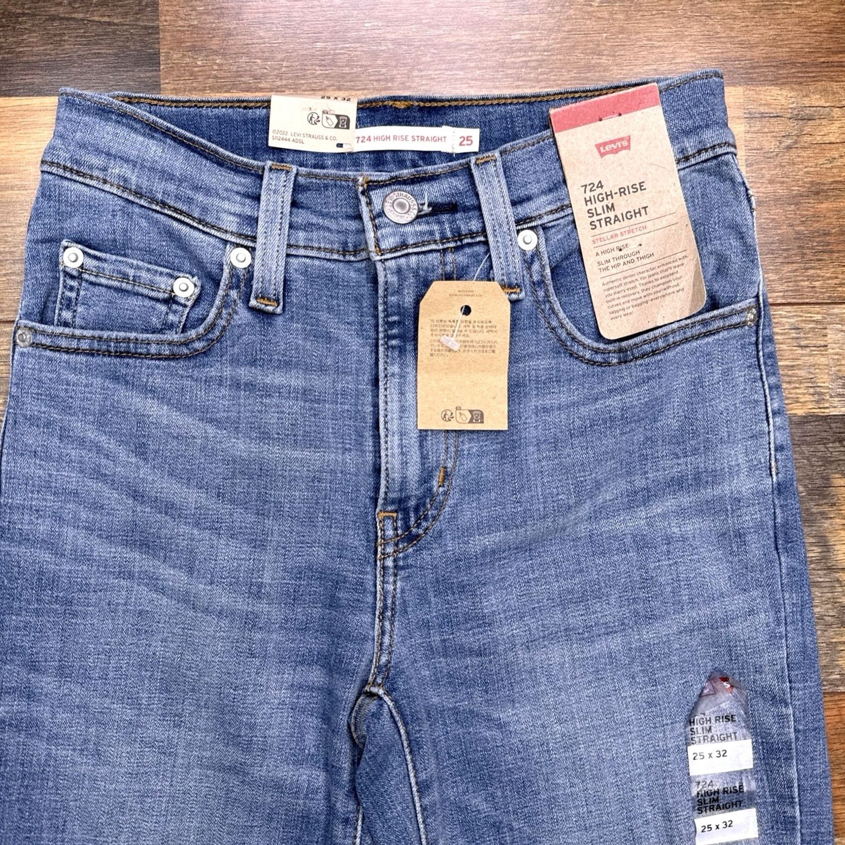 Levi's Levi's 724 High Rise Slim Straight Jeans Womens 25 Stretch Distressed 25x32 New Size 42" / US 20 - 2 Thumbnail