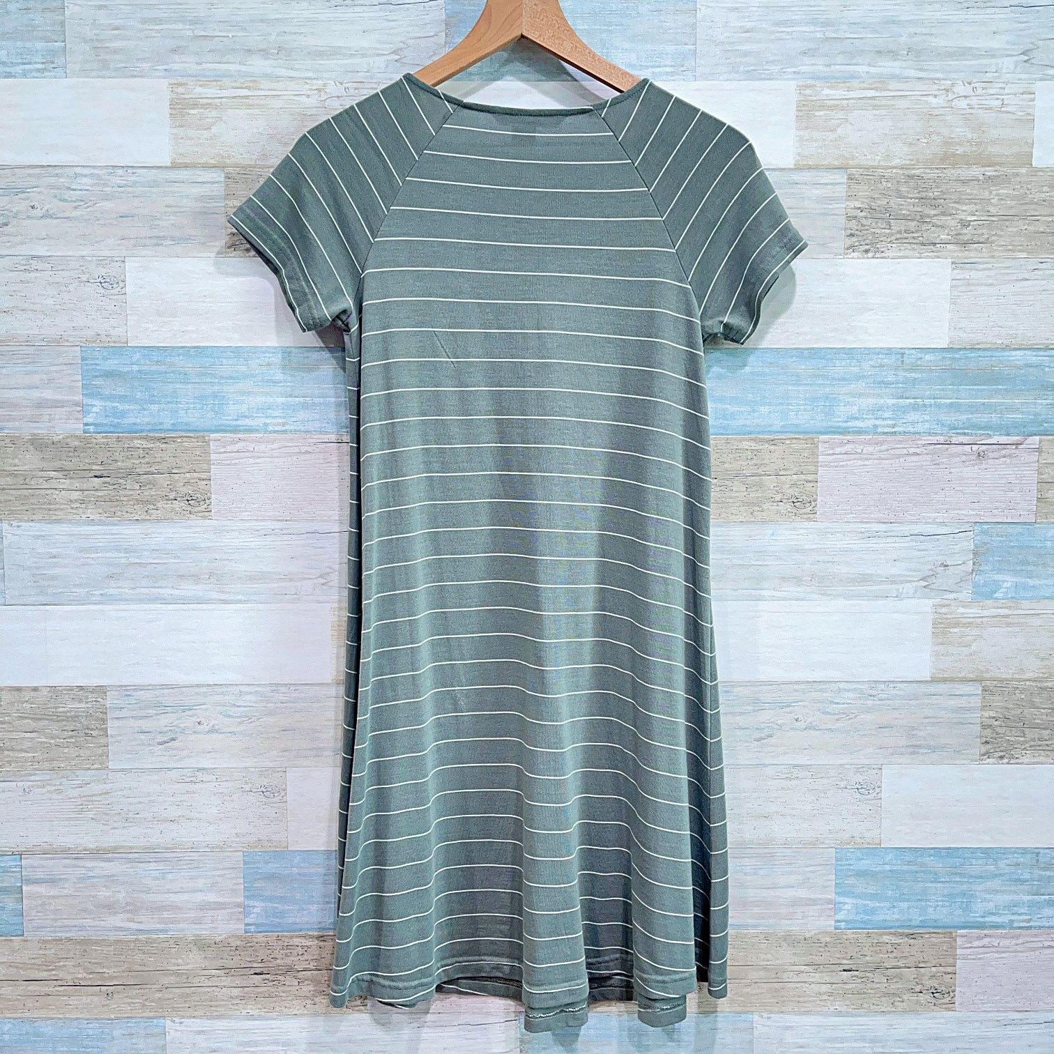 Other Free Fly Raglan Sleeve T Shirt Dress Green White Stripe S Size S / US 4 / IT 40 - 3 Thumbnail