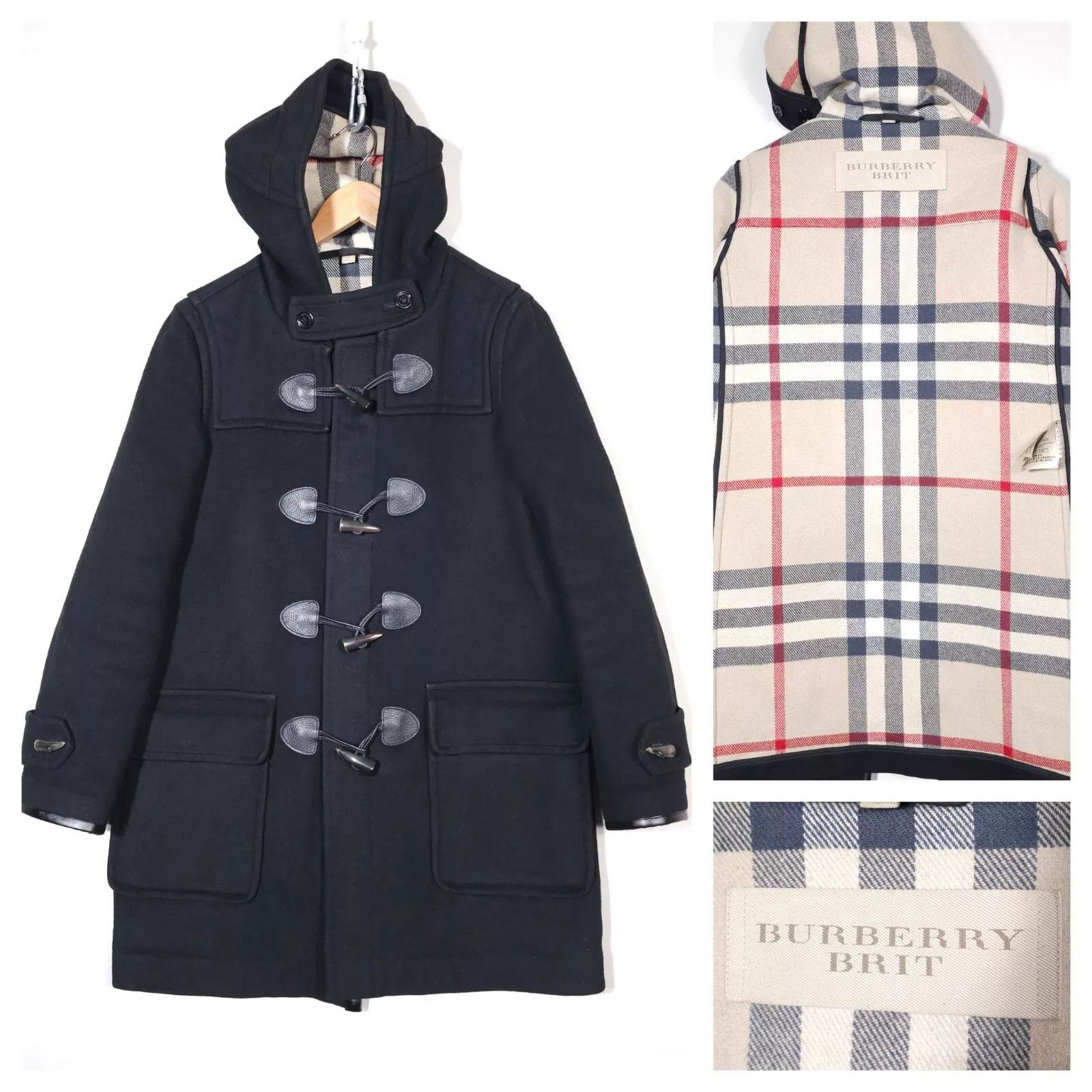 Burberry Burberry Brit Wool Duffle Coat Hooded Nova Check US 8 ITA 42 Size M / US 6-8 / IT 42-44 - 1 Thumbnail