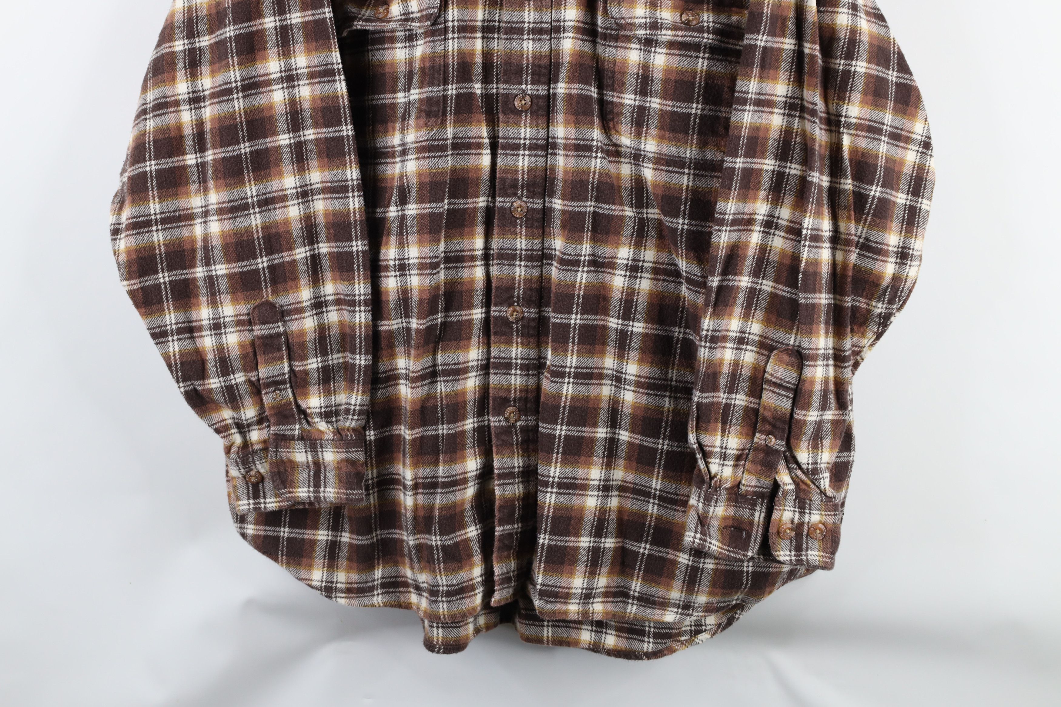 Vintage Vintage 90s Streetwear Heavyweight Button Shirt Brown Plaid Size US XXL / EU 58 / 5 - 3 Thumbnail