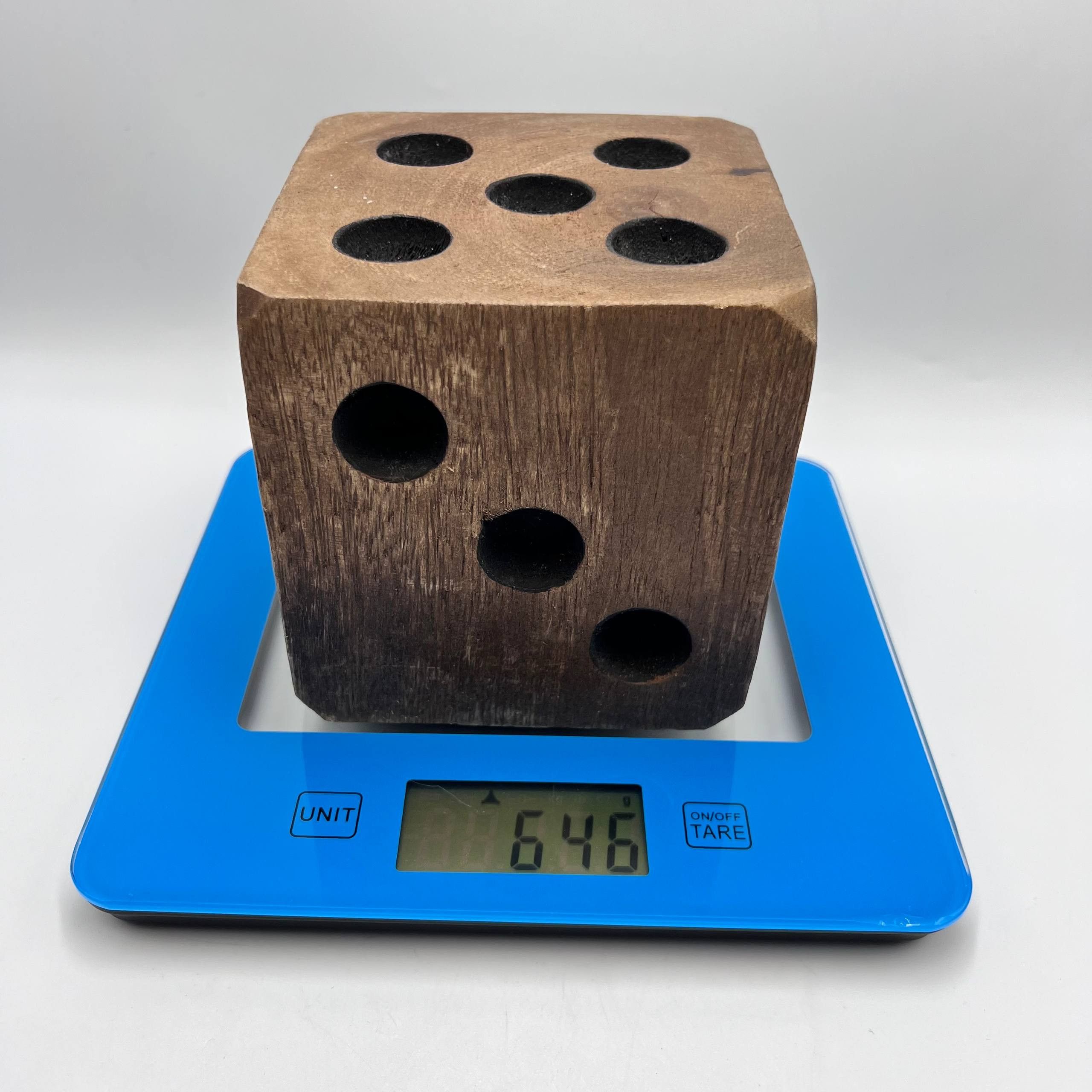 Vintage Handmade Large Wooden Dice Rustic Cube Decor Collectible Size ONE SIZE - 5 Thumbnail