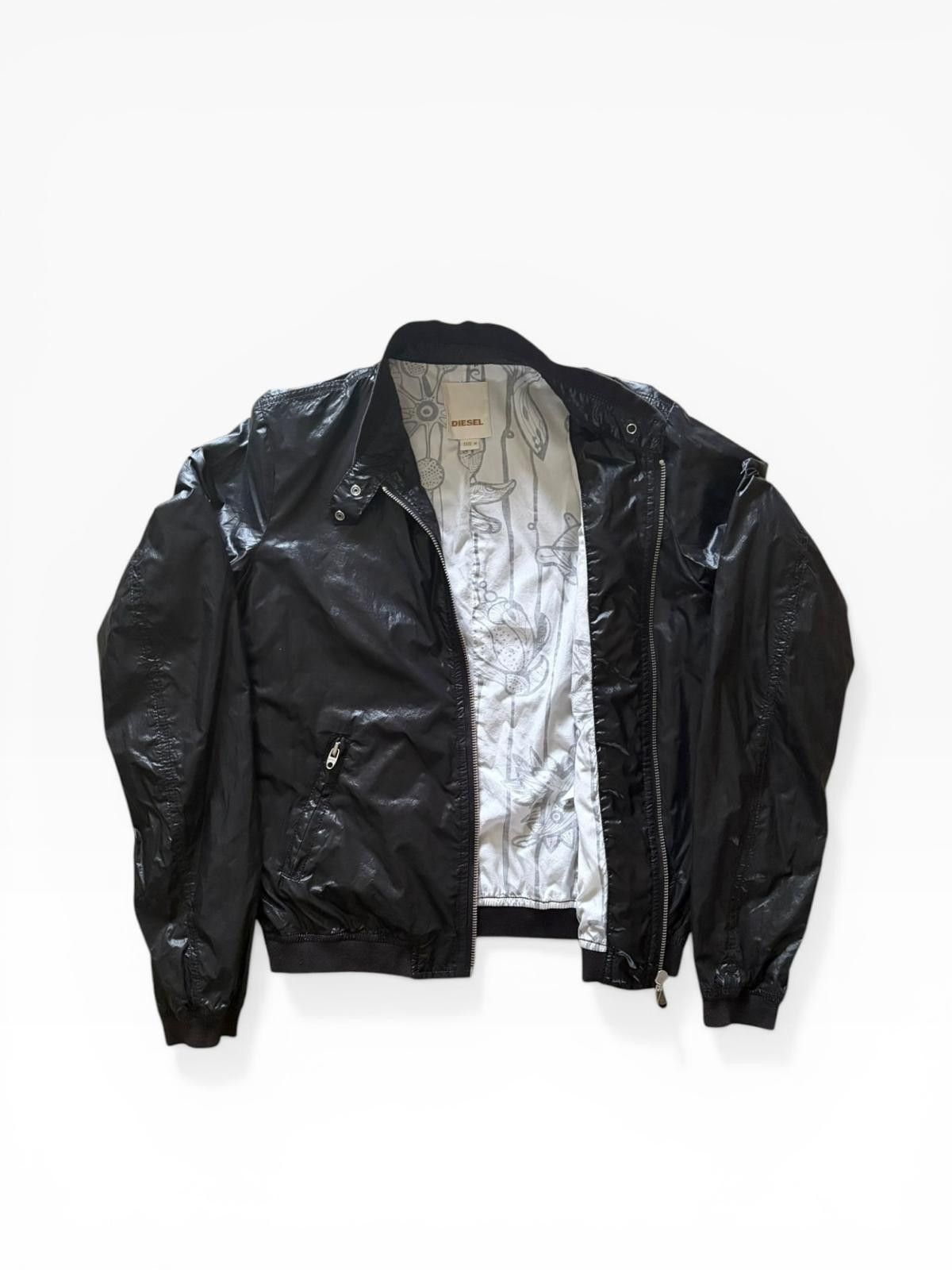 Diesel Diesel Vintage Y2K Black Coated Bomber Jacket Graphic Sz M Size US M / EU 48-50 / 2 - 2 Thumbnail
