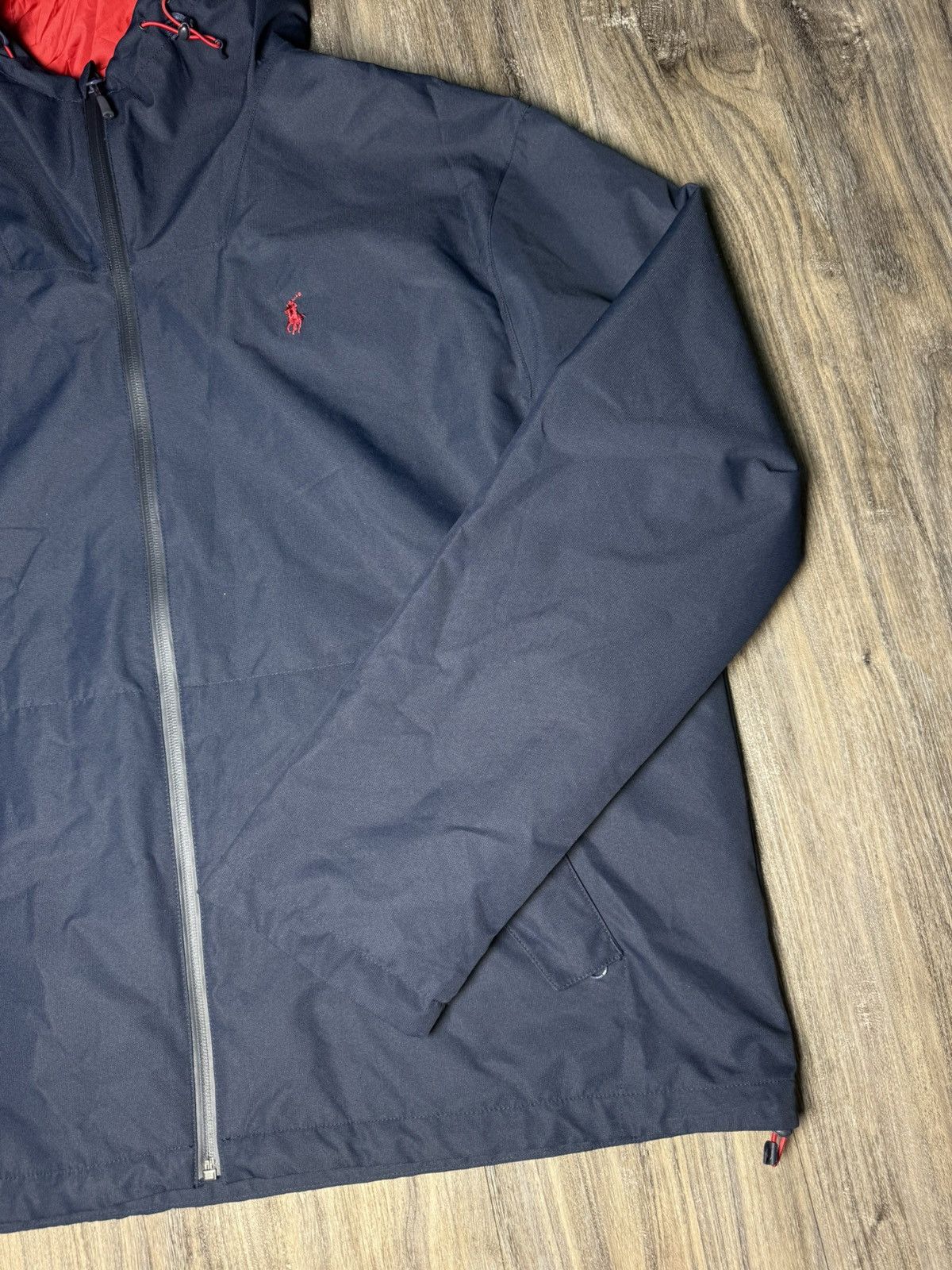 Polo Ralph Lauren Polo Ralph Lauren Hooded Jacket Navy Red Lined Windbreaker Size US XXL / EU 58 / 5 - 2 Thumbnail