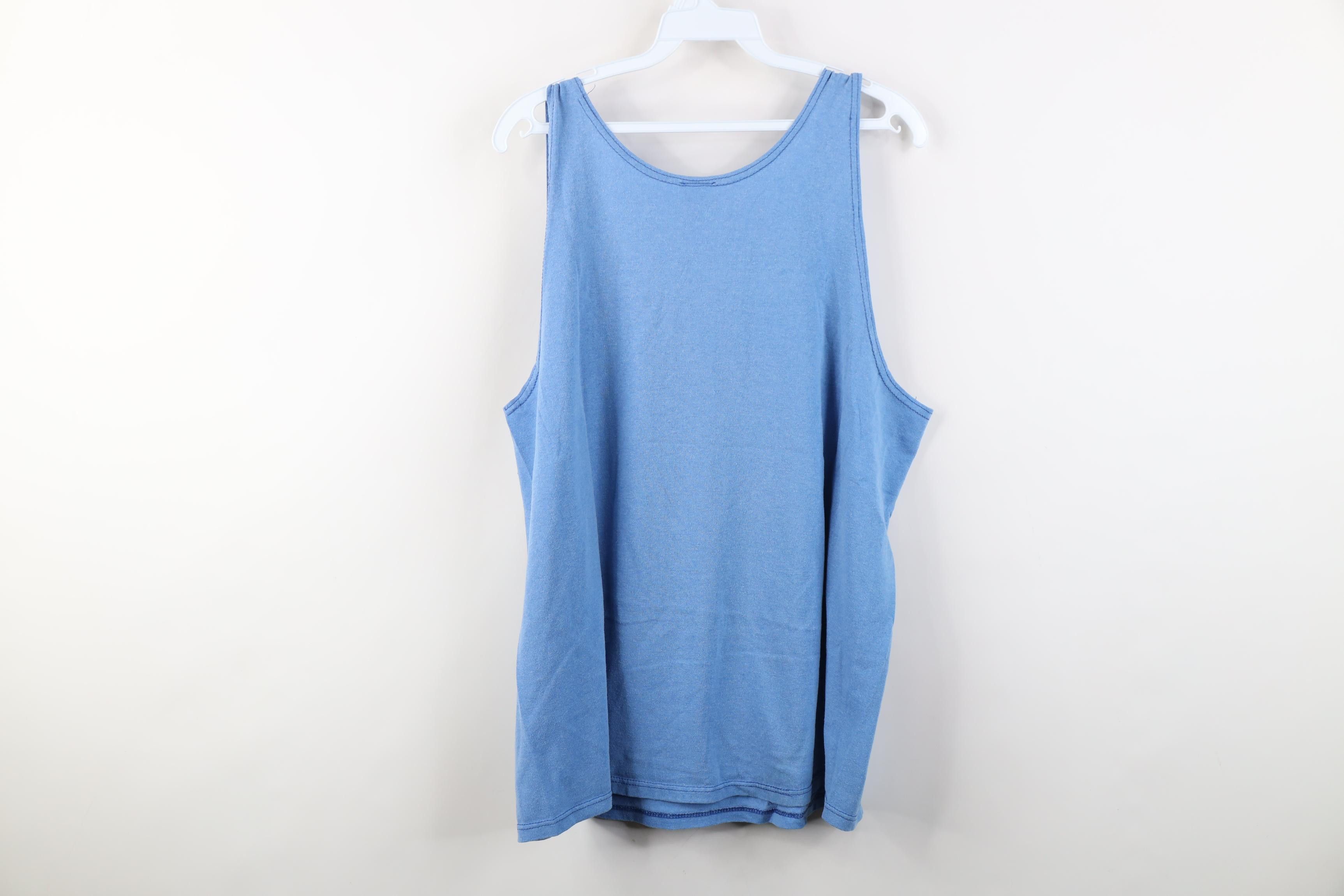 Vintage Vintage 90s Streetwear Faded Blank Tank Top T-Shirt Blue USA Size US L / EU 52-54 / 3 - 8 Thumbnail
