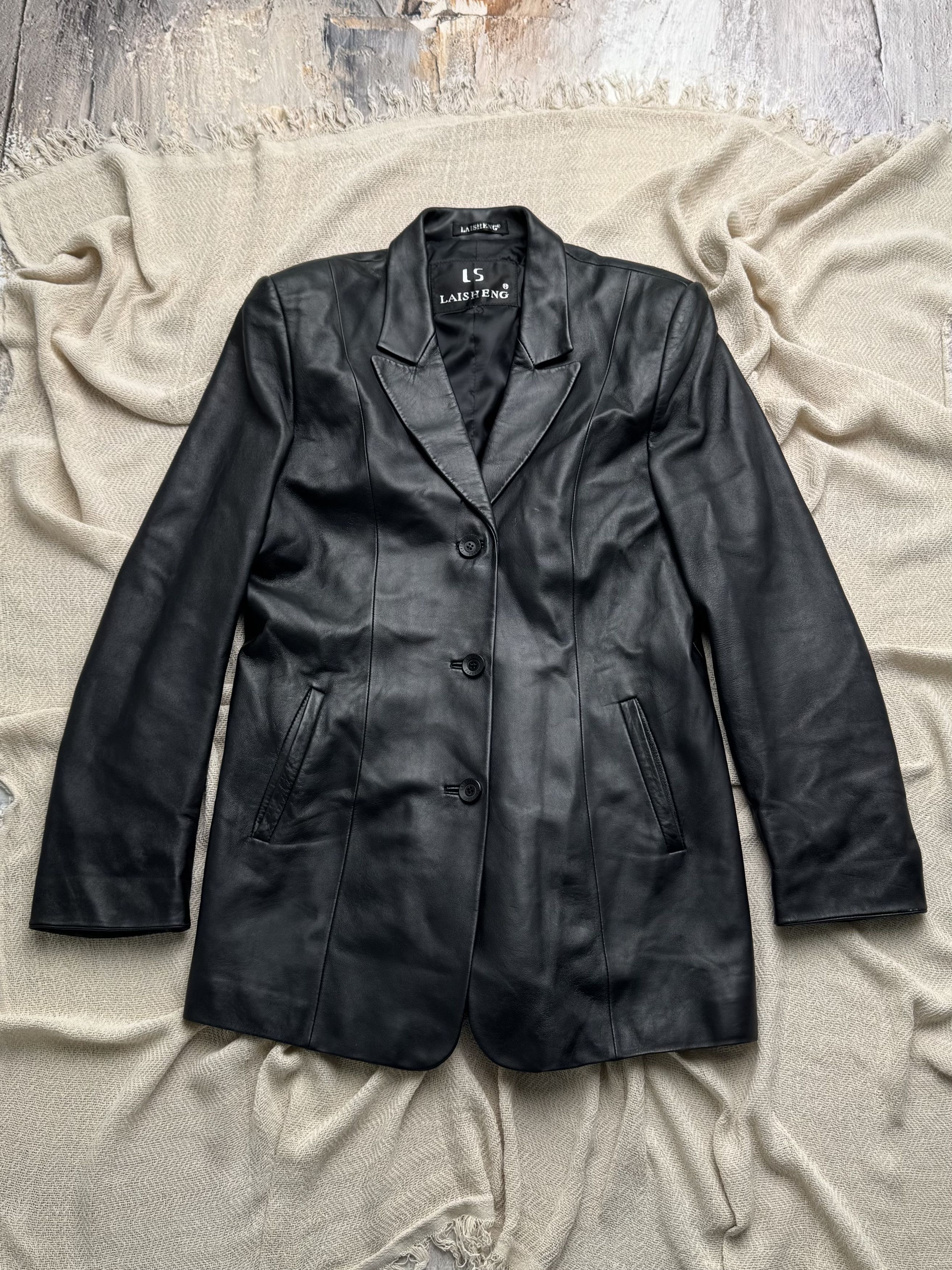 Vintage Vintage Genuine Leather Jacket Tailored Button Front Coat Size L / US 10 / IT 46 - 1 Thumbnail