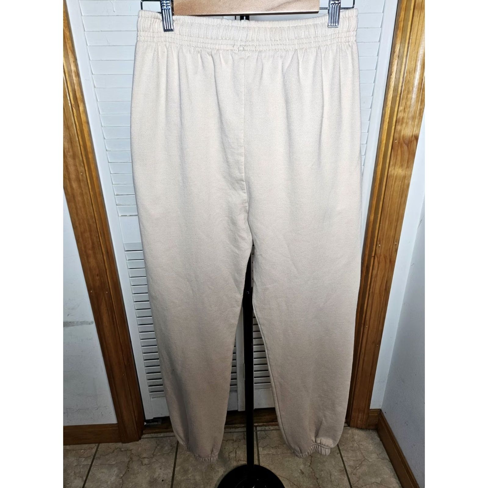 Boohoo Boohoo Man Sweatpants Mens Medium Beige Cotton Jogger Sweats Size US 31 - 4 Thumbnail