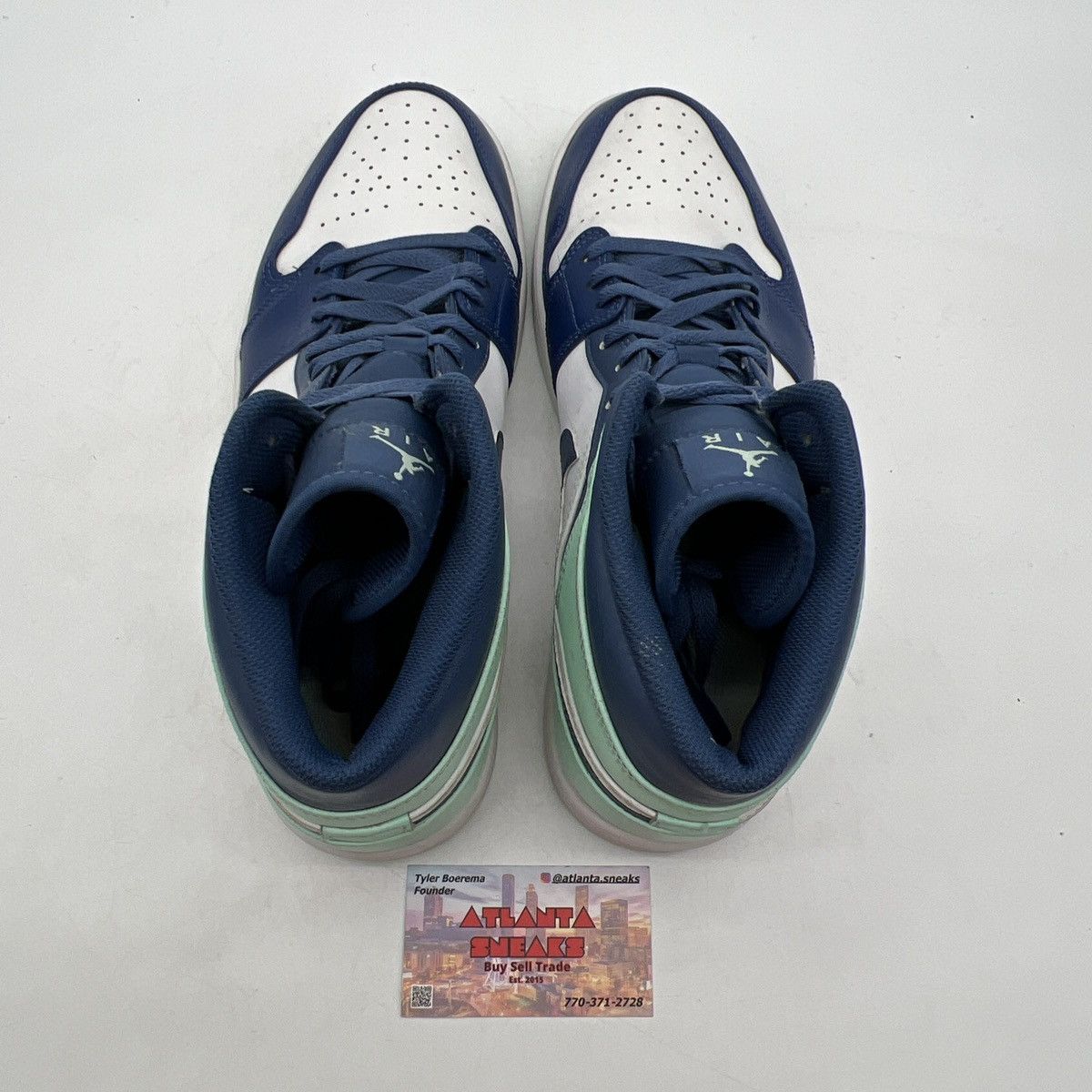 Nike Air Jordan 1 mid blue mint Size US 12.5 / EU 45-46 - 6 Thumbnail