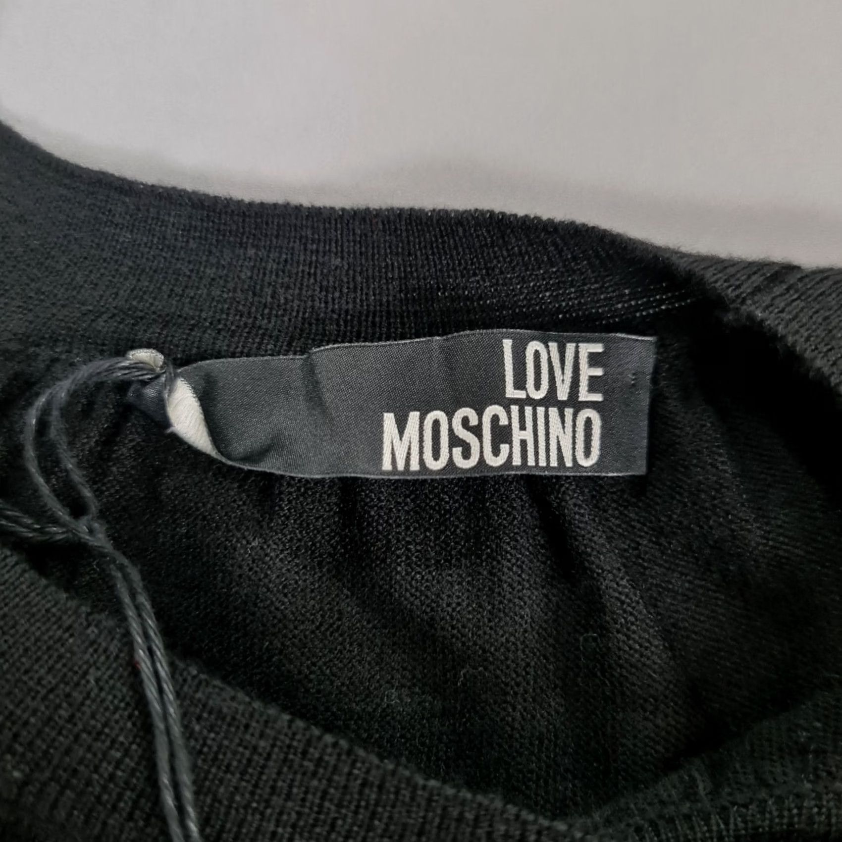 Moschino Love Moschino Womens Jumper Black 10 UK Wool Pullover Crew Neck Long Sleeve Knit Weight Regular Size 10 Size L / US 10 / IT 46 - 3 Thumbnail