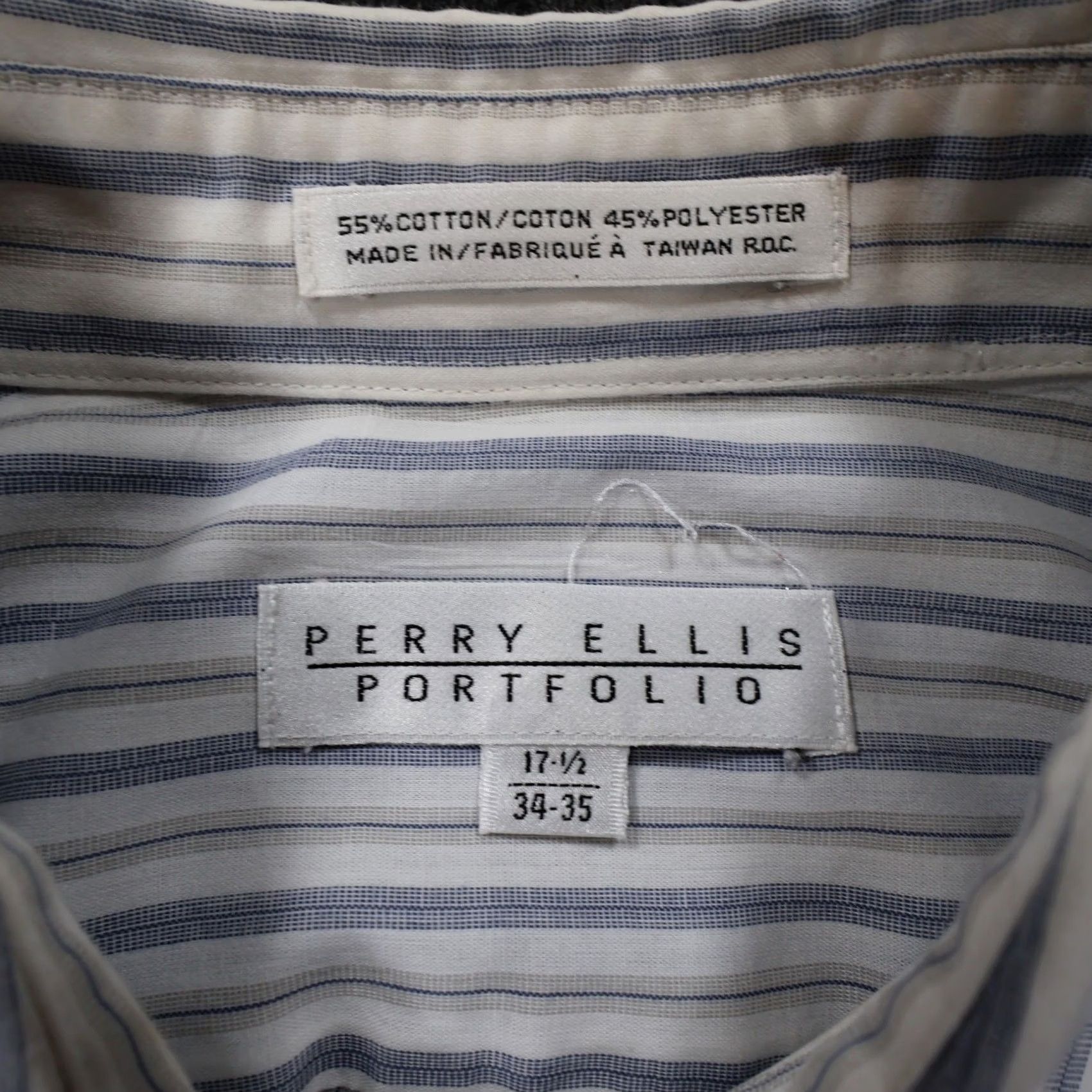 Perry Ellis Perry Ellis Portfolio Shirt Mens 17.5 34-35 Blue Striped Button Up Size US XXL / EU 58 / 5 - 7 Thumbnail
