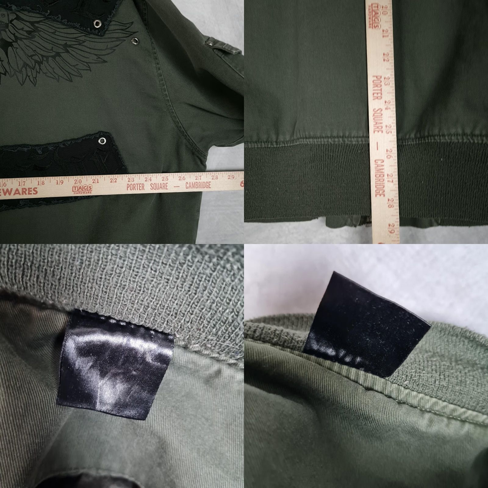 Affliction Blac Label Bomber Jacket Mens 3XL Green Gothic Skull Biker Studded Affliction Size US XXL / EU 58 / 5 - 11 Thumbnail