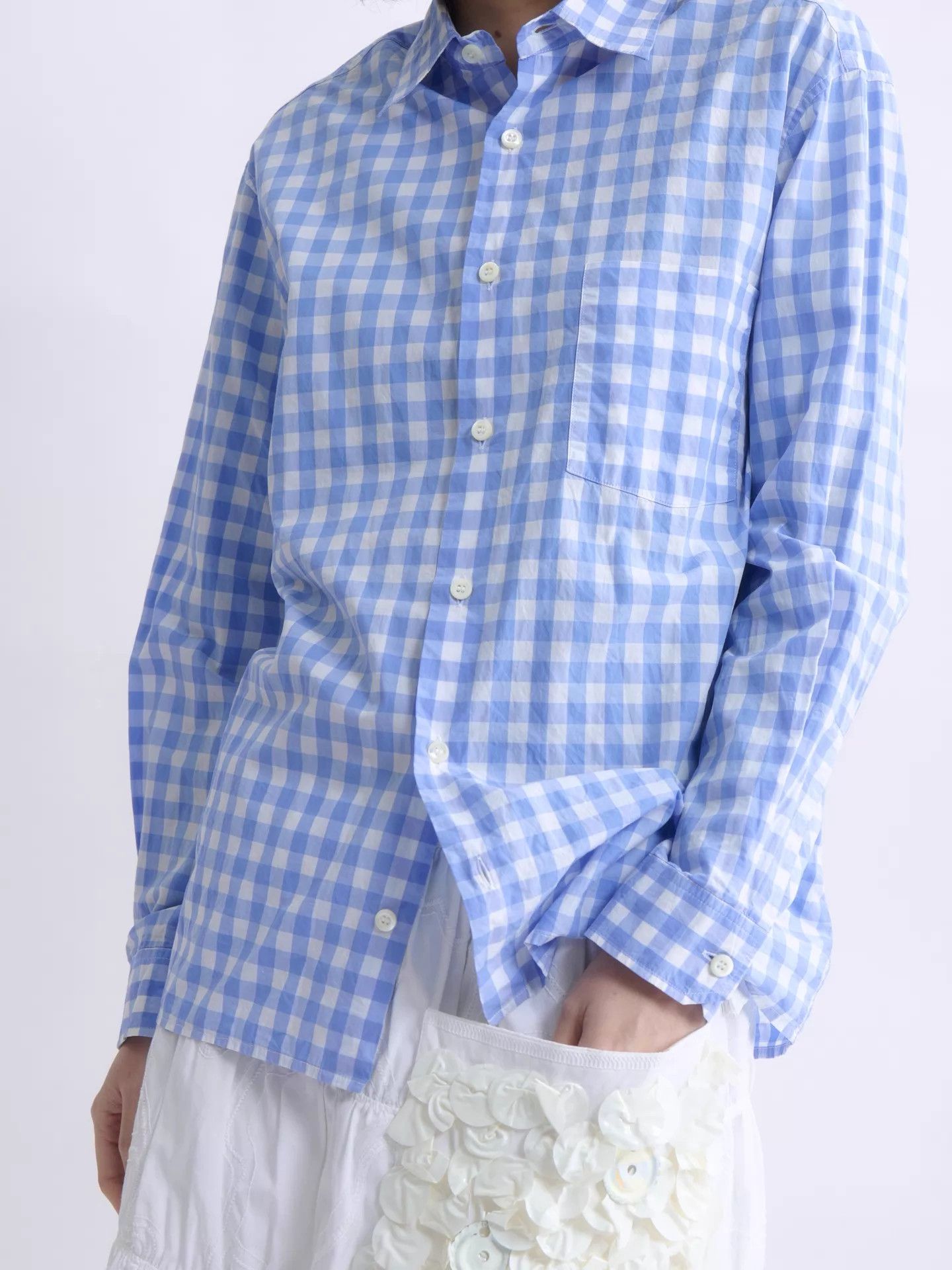Prada PRADA 13AW Men's Blue and White Gingham Shirt Size US XS / EU 42 / 0 - 4 Thumbnail
