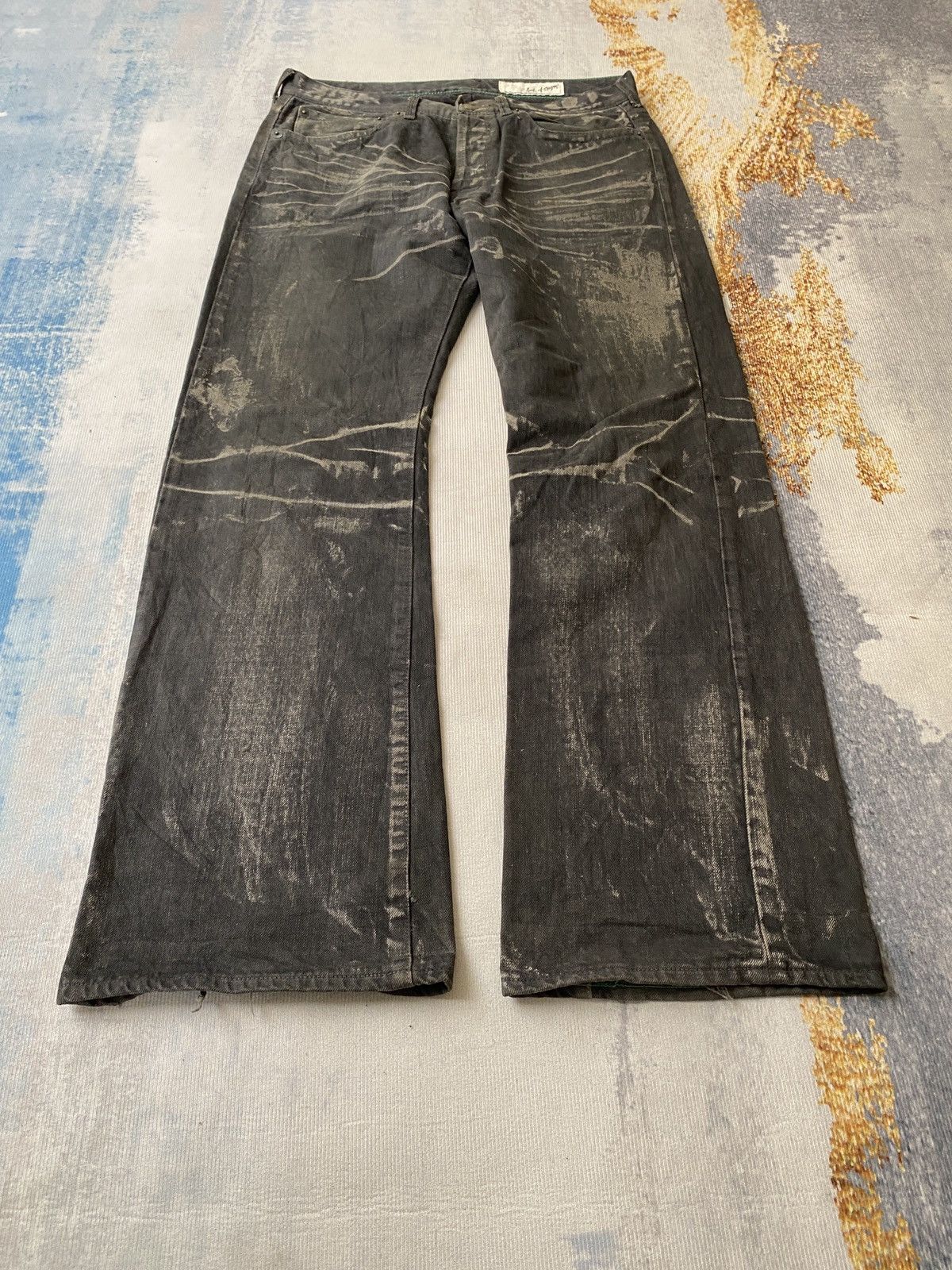 If Six Was Nine Flared Baggy Soul Of Freedom Waxed Denim Size US 33 - 6 Thumbnail