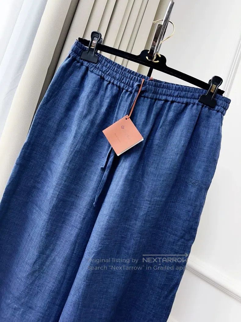 Loro Piana Loro Piana Denim Blue Linen Wide Leg Trousers Size 27" / US 4 / IT 40 - 3 Thumbnail