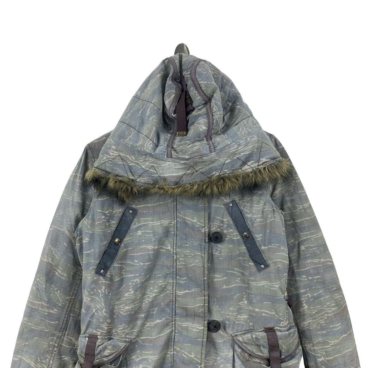 Replay Vintage REPLAY TIGER CAMO Fur Hooded Parka Jacket Utility Size US S / EU 44-46 / 1 - 2 Thumbnail