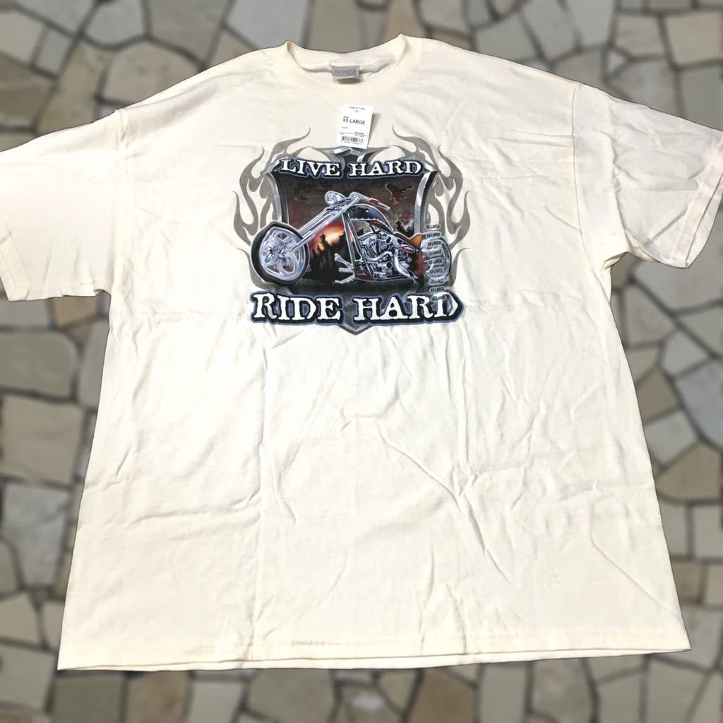 Vintage National Heritage Live Hard Ride Hard Graphic T Shirt XXL White Tee new w/ tags Size US XXL / EU 58 / 5 - 1 Thumbnail