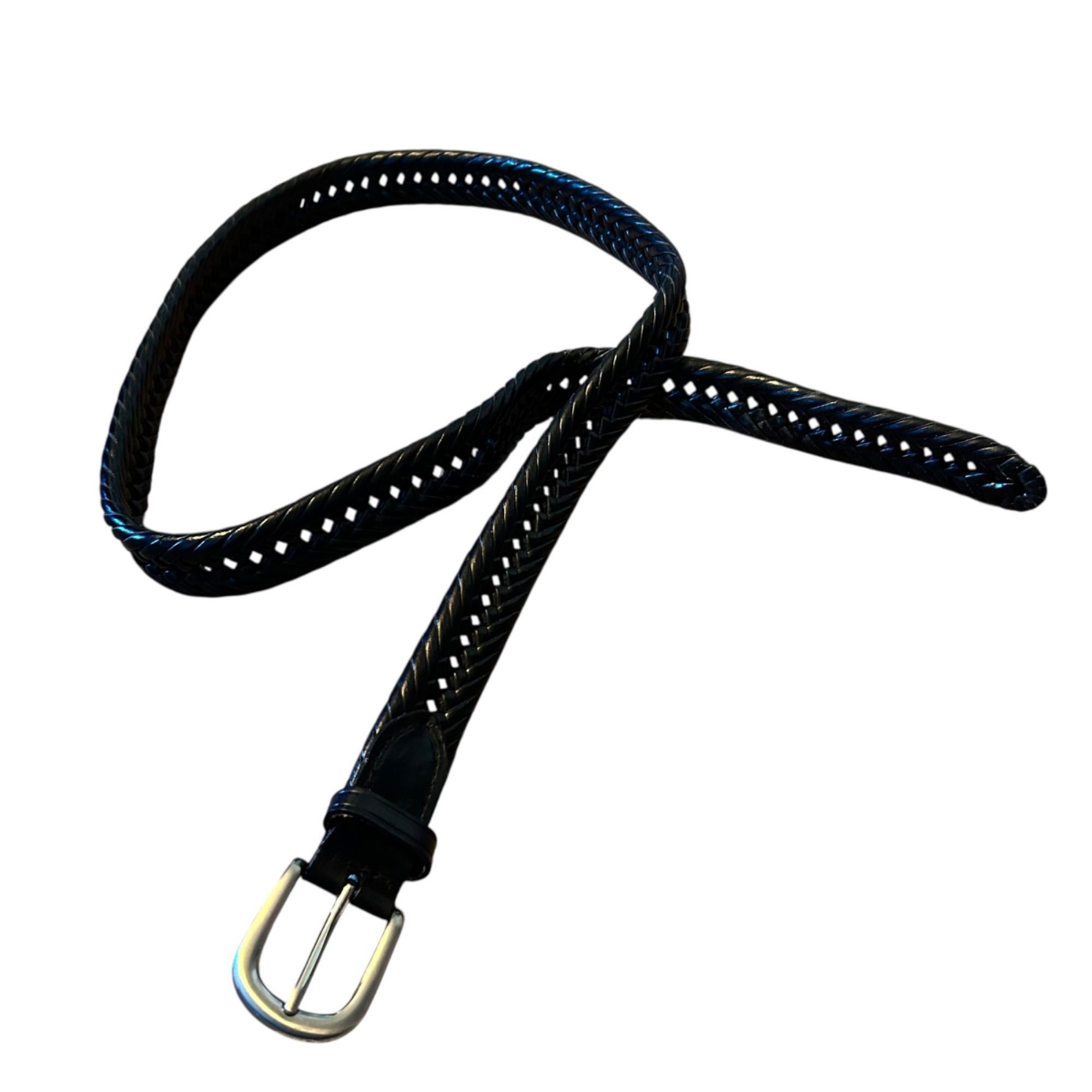 Vintage Vintage Genuine Leather Braided Western Boho Black Belt 43 Size 42 - 1 Thumbnail