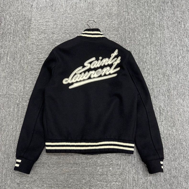 Saint Laurent Paris SLP Leather Letter Wool Varsity Jacket- Size US XL / EU 56 / 4 - 5 Thumbnail