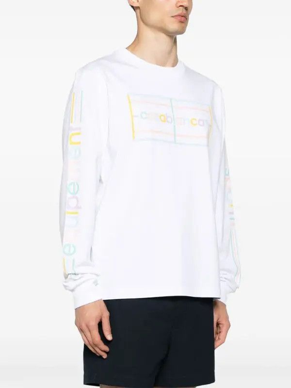 Casablanca o1mle0326 Printed Long Sleeve T-Shirt in White Size US XXL / EU 58 / 5 - 3 Thumbnail