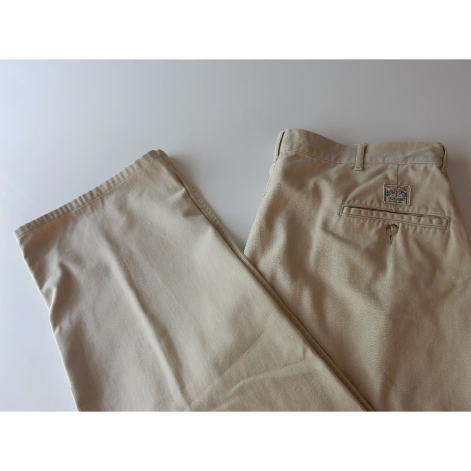 Polo Ralph Lauren VTG Polo Ralph Lauren Men's Pleated Pants Size 38x30 Khakis Beige Chino Patch Pants Mens Wide Leg Pleated Front Style 90s Size US M / EU 48-50 / 2 - 2 Thumbnail