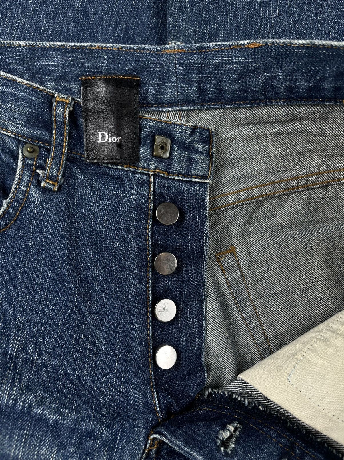 AW06 Dior Homme Hedi Clawmark Distressed Blue Denim Jeans